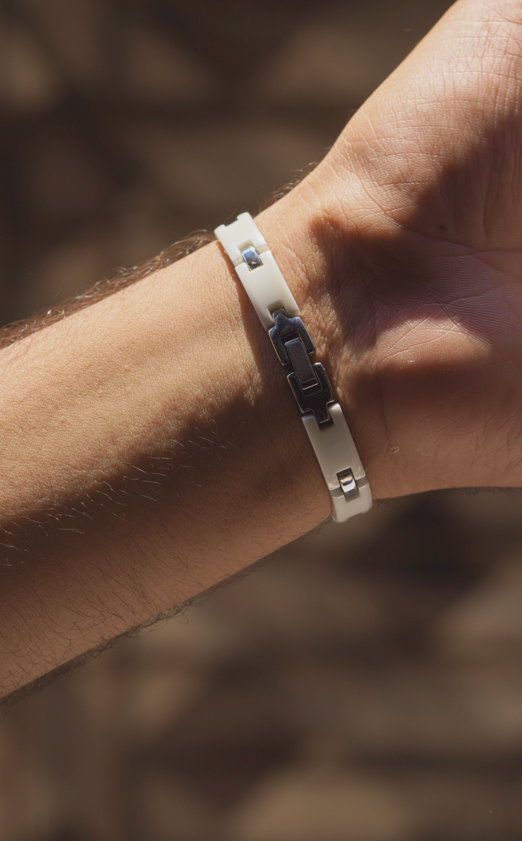 White - Ceramic bracelet for men. worldjewel.in men's bracelets