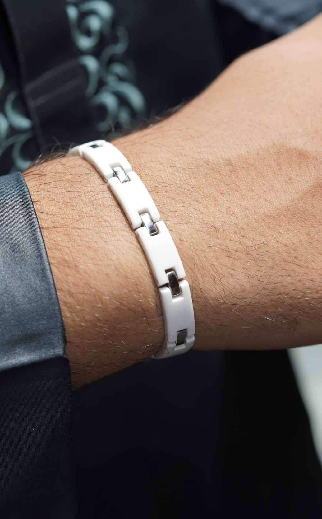White - Ceramic bracelet for men. worldjewel.in men's bracelets