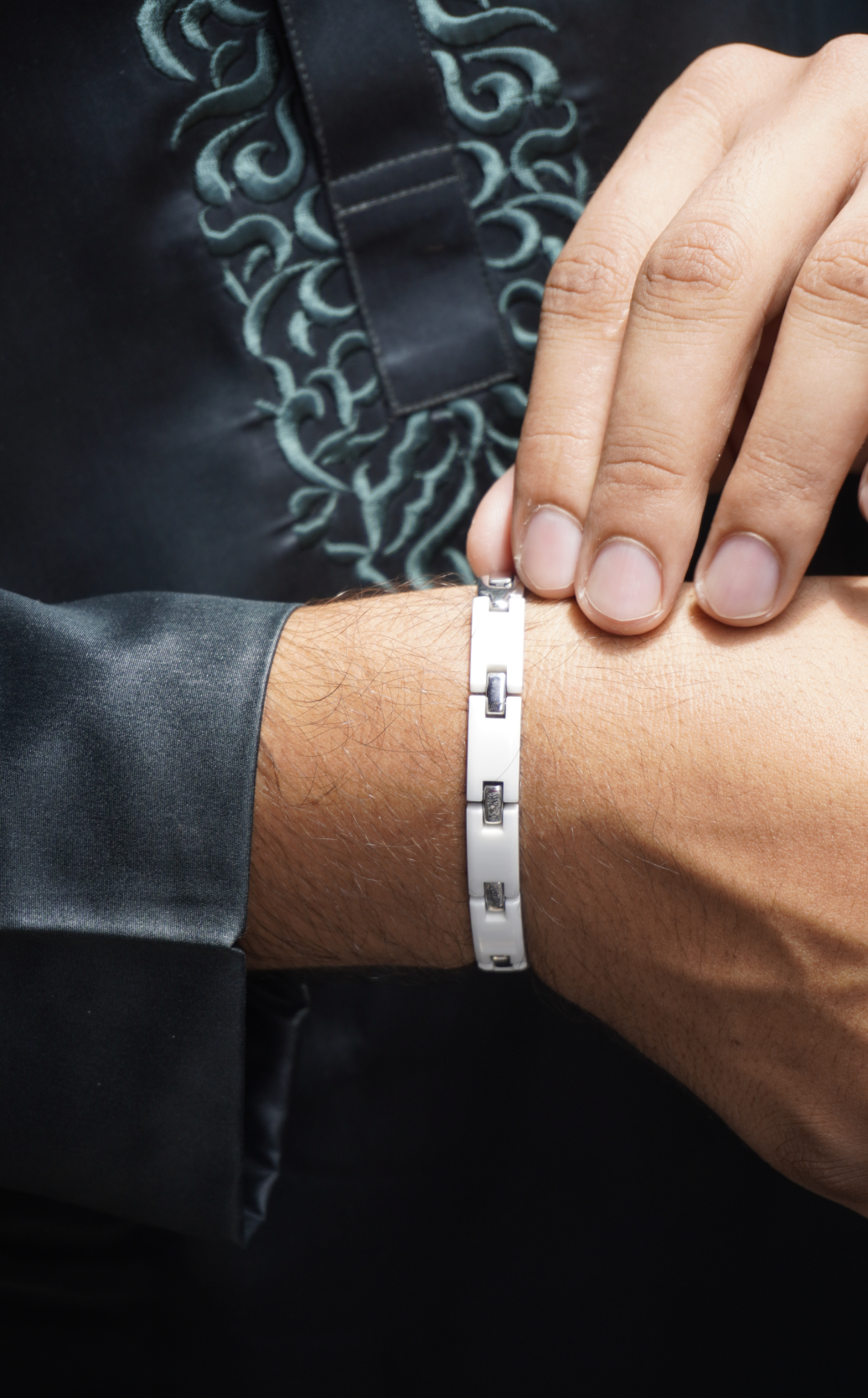 Maroon full - Ceramic bracelet for men. worldjewel.in men's bracelets