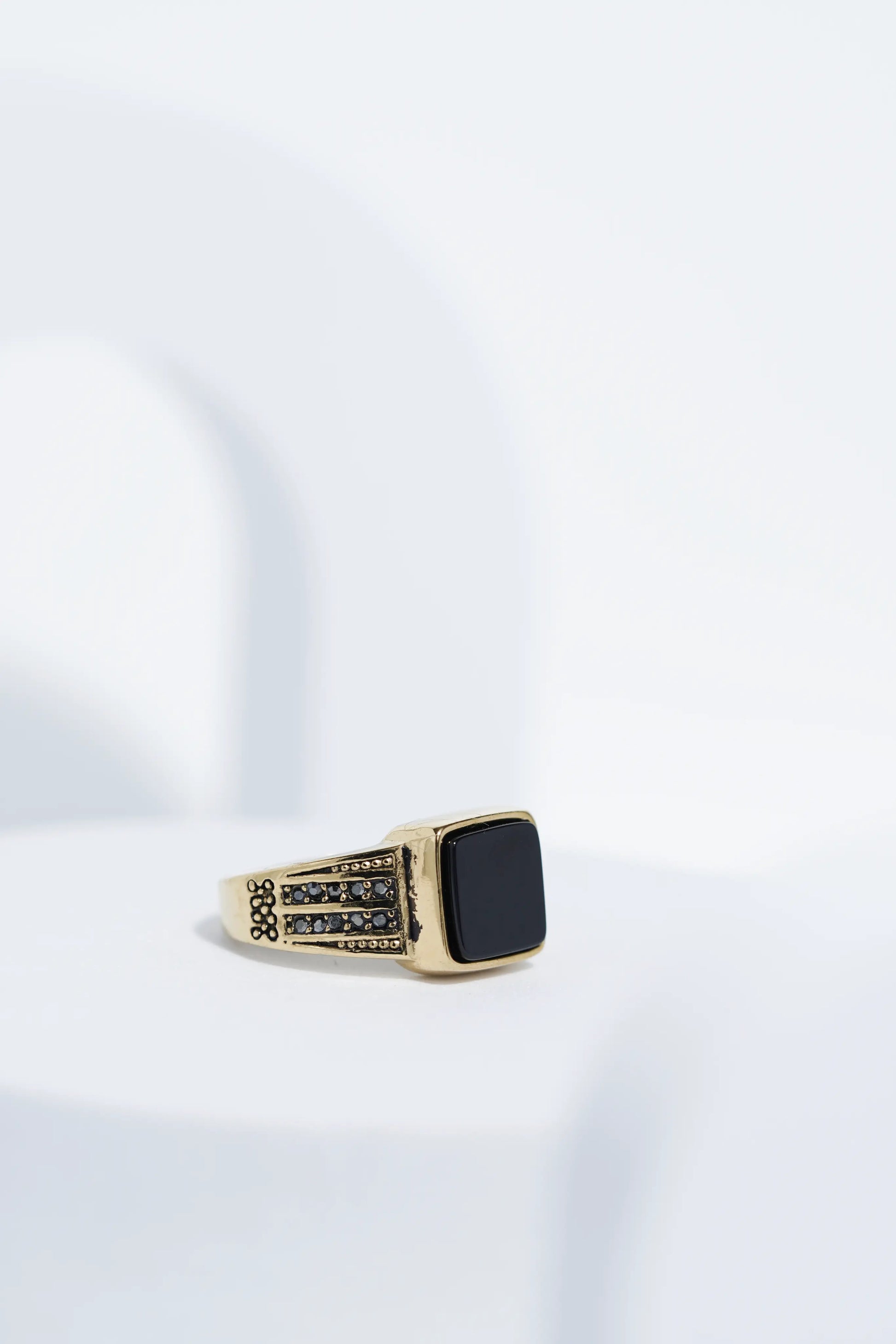 Gold Stone With Black Diamond Turkish Ring For Men worldjewel.in men's ring