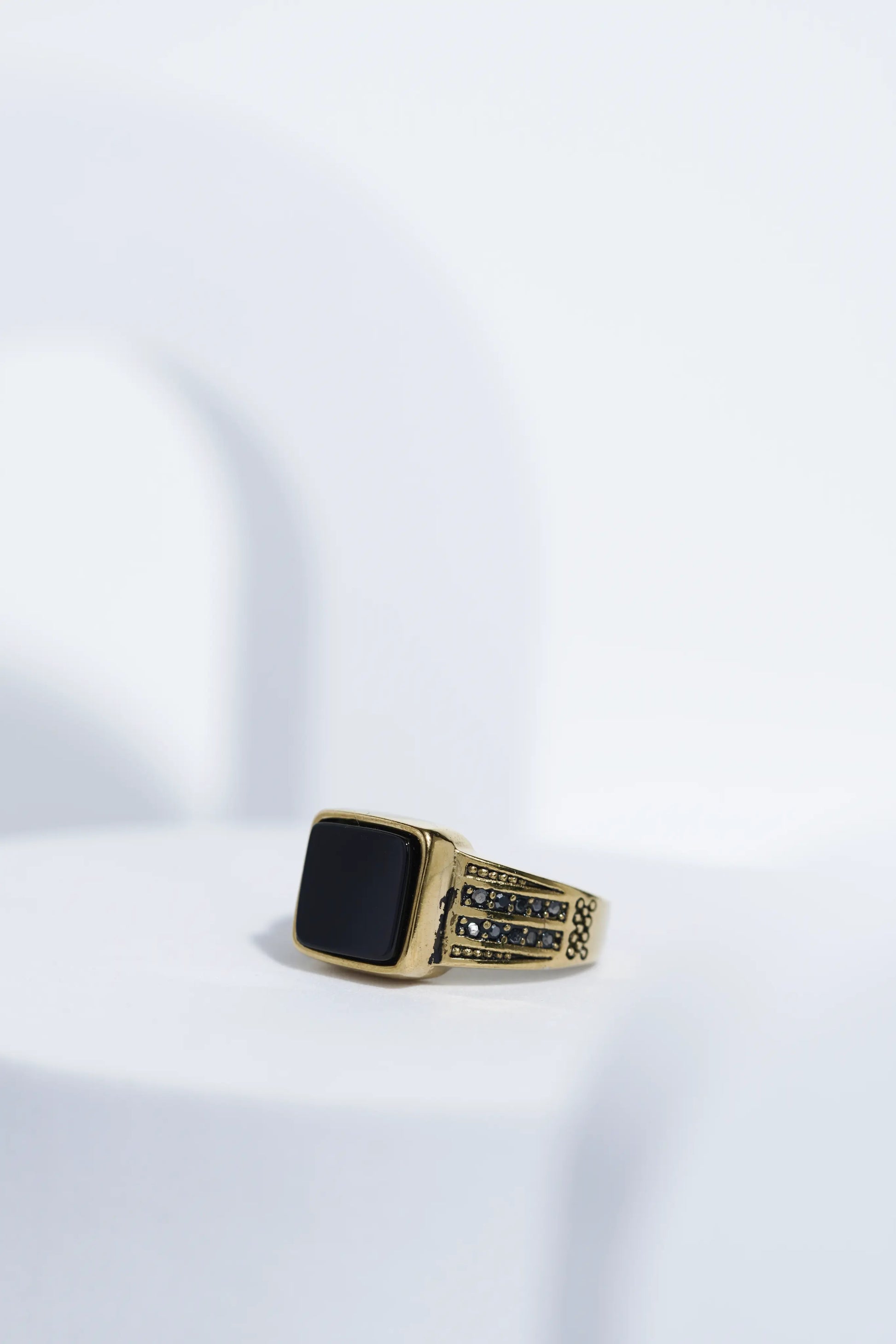 Gold Stone With Black Diamond Turkish Ring For Men worldjewel.in men's ring