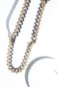 Gold-Tone Blue & White Diamond  | Ice-chain | Unisex | Hiphop style | 18 Inc - worldjewel.in