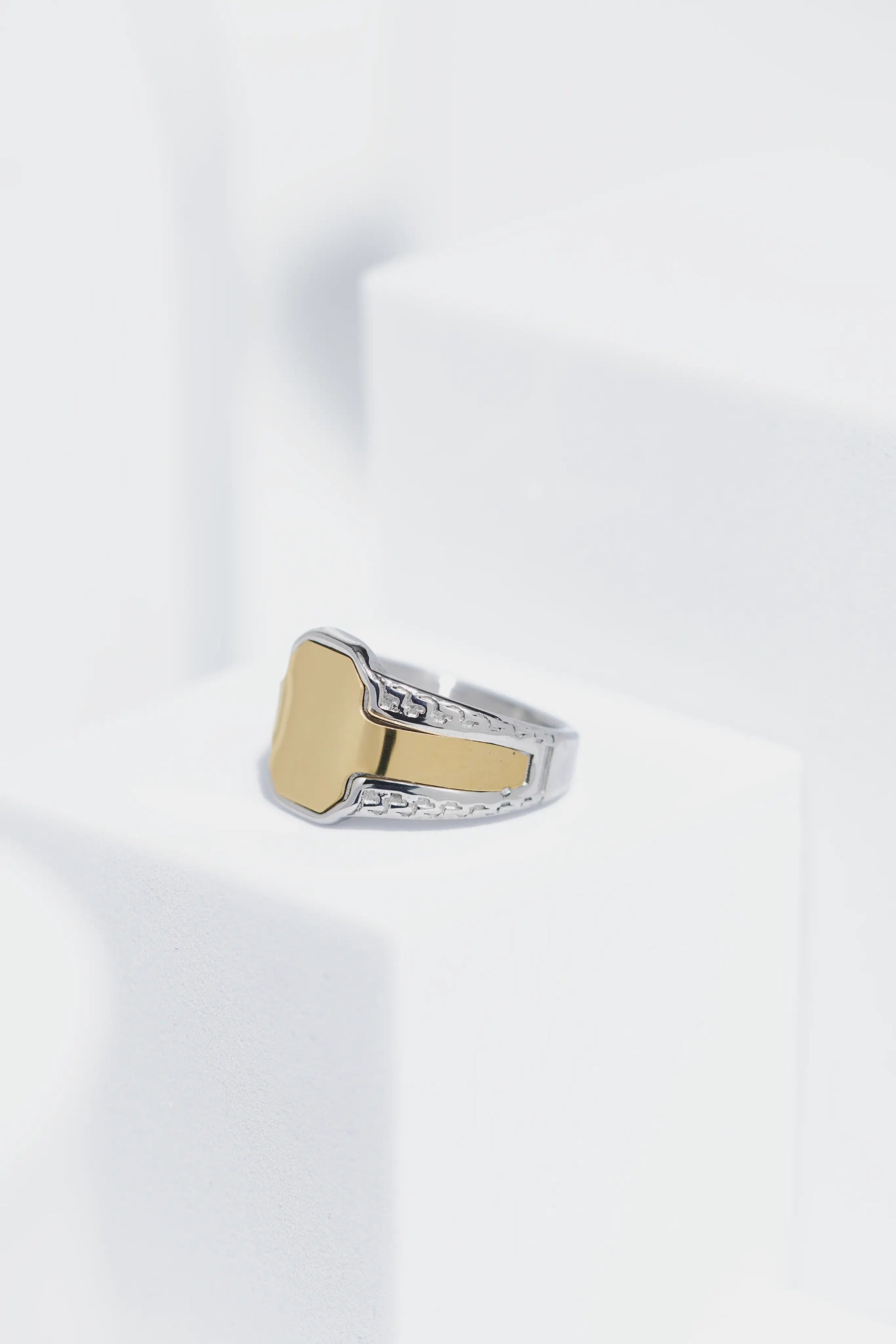 Gold and Black Shiny Stainless Steel Ring For Men. worldjewel.in men's ring