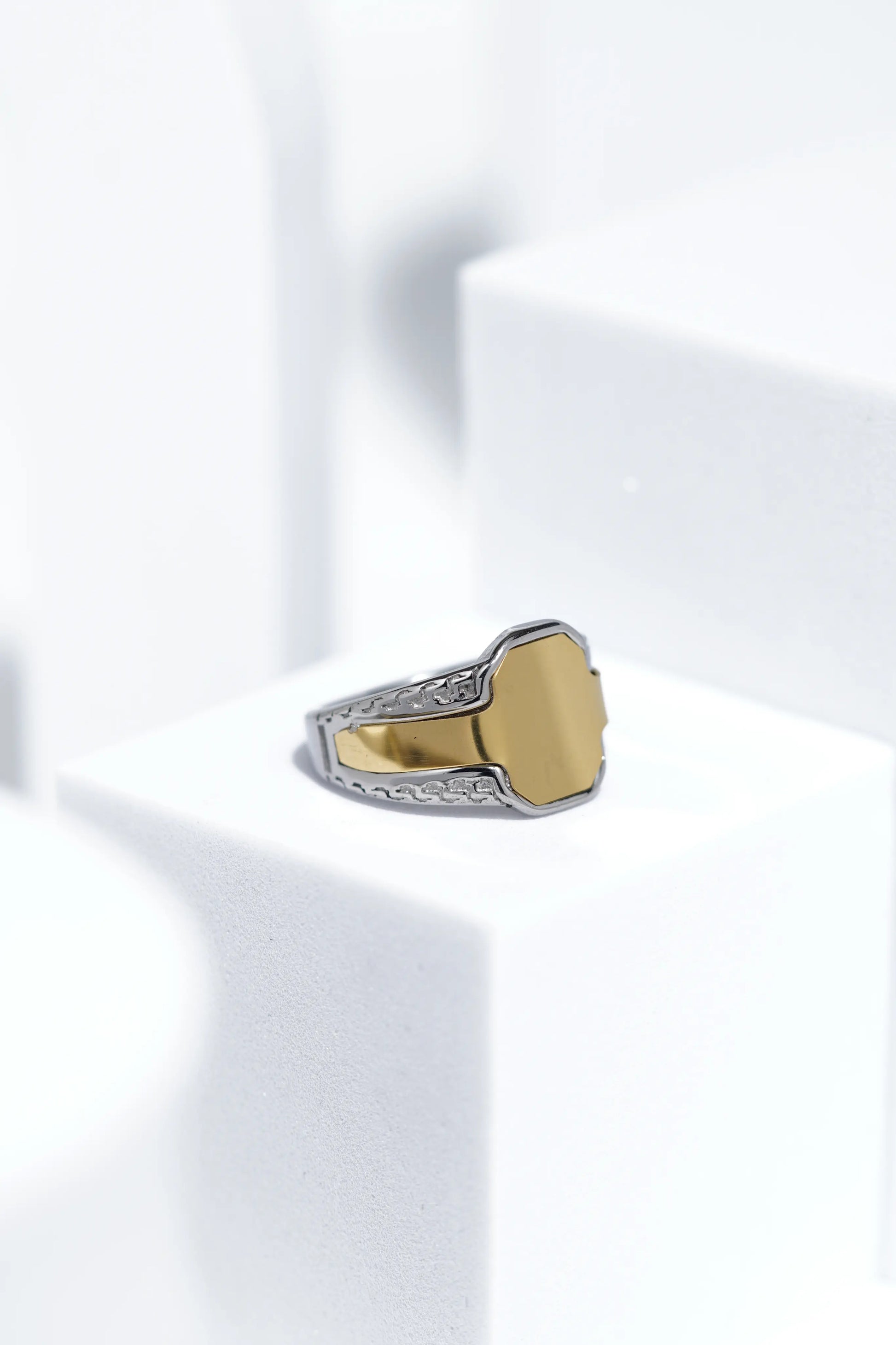 Gold and Black Shiny Stainless Steel Ring For Men. worldjewel.in men's ring
