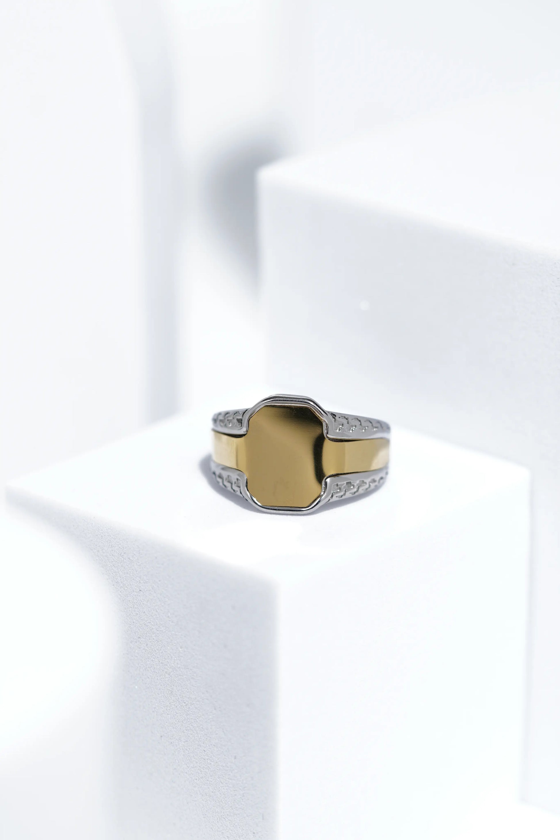 Gold and Black Shiny Stainless Steel Ring For Men. worldjewel.in men's ring