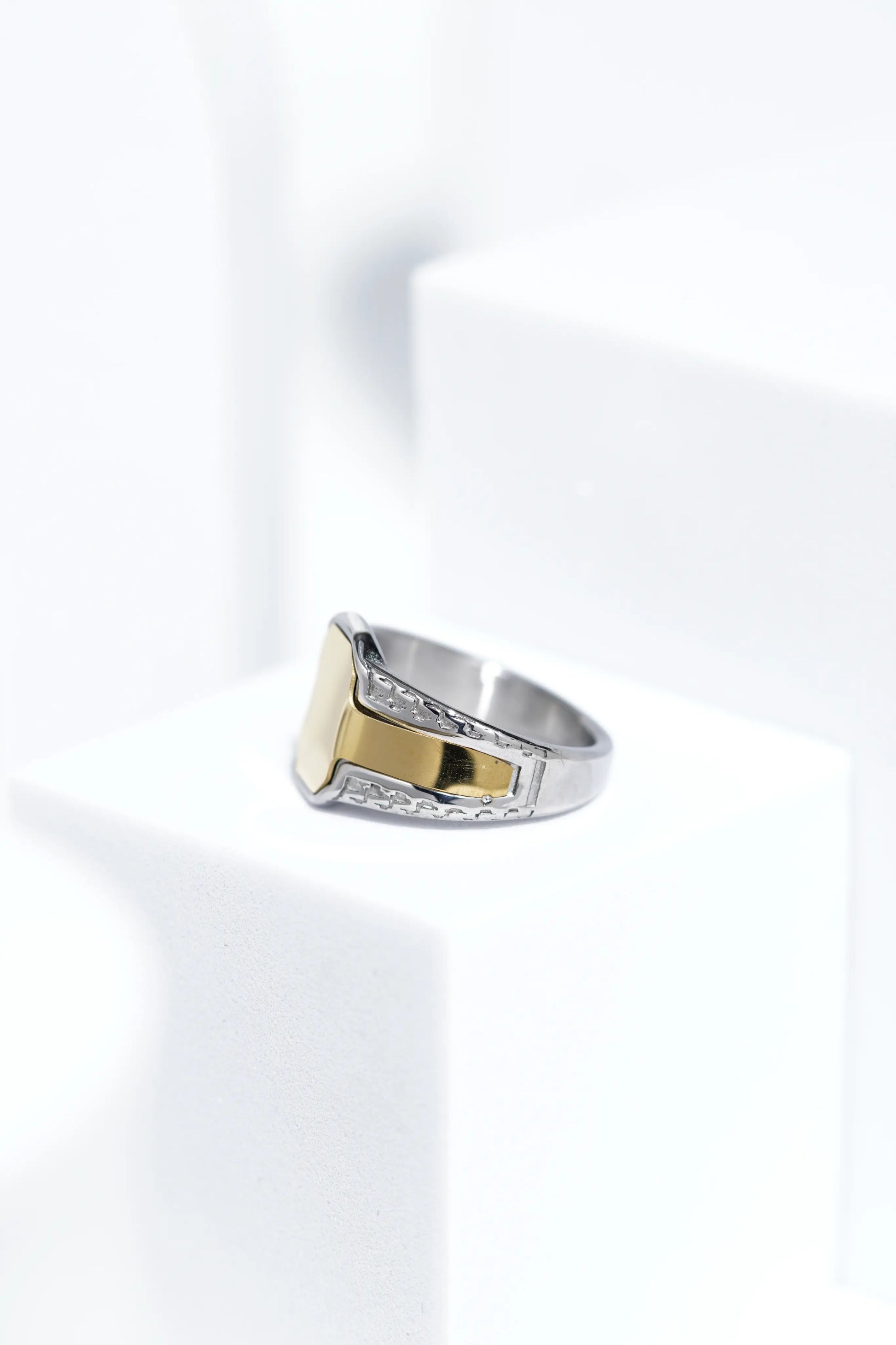 Gold and Black Shiny Stainless Steel Ring For Men. worldjewel.in men's ring