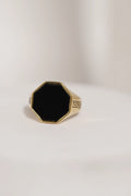 Gold with Black Stone Stainless Steel Ring For Men worldjewel.in men's ring