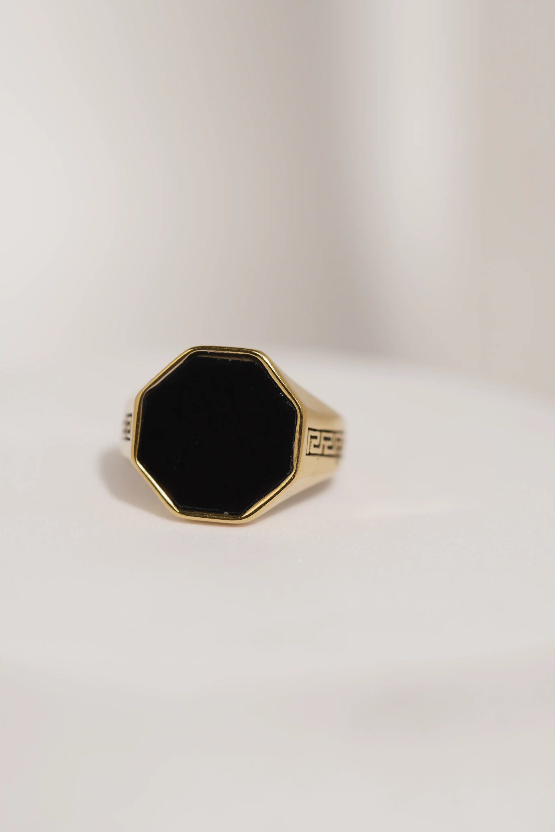 Gold with Black Stone Stainless Steel Ring For Men worldjewel.in men's ring