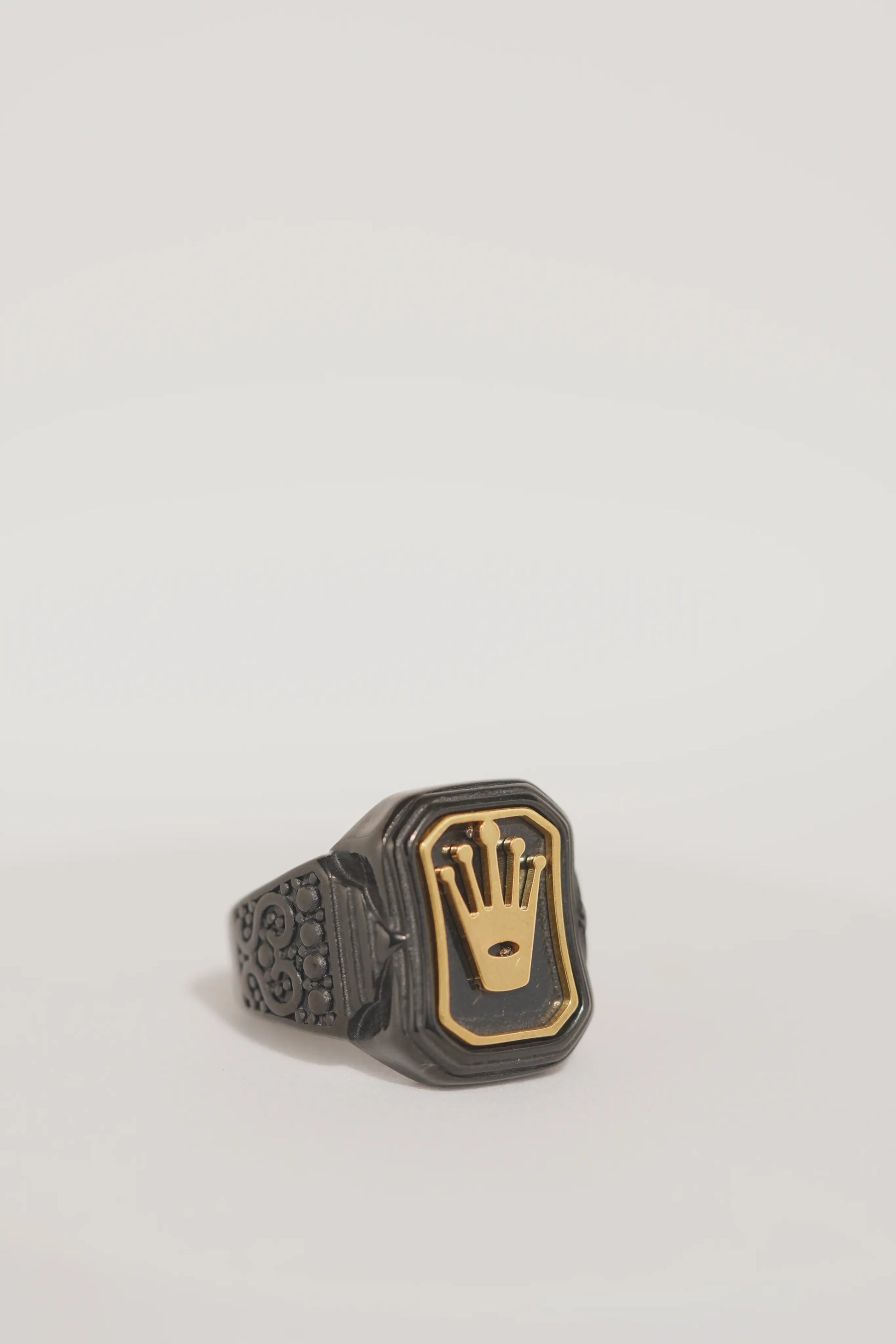 Golden Crown Black Stainless Steel Band Ring For Men worldjewel.in men's ring