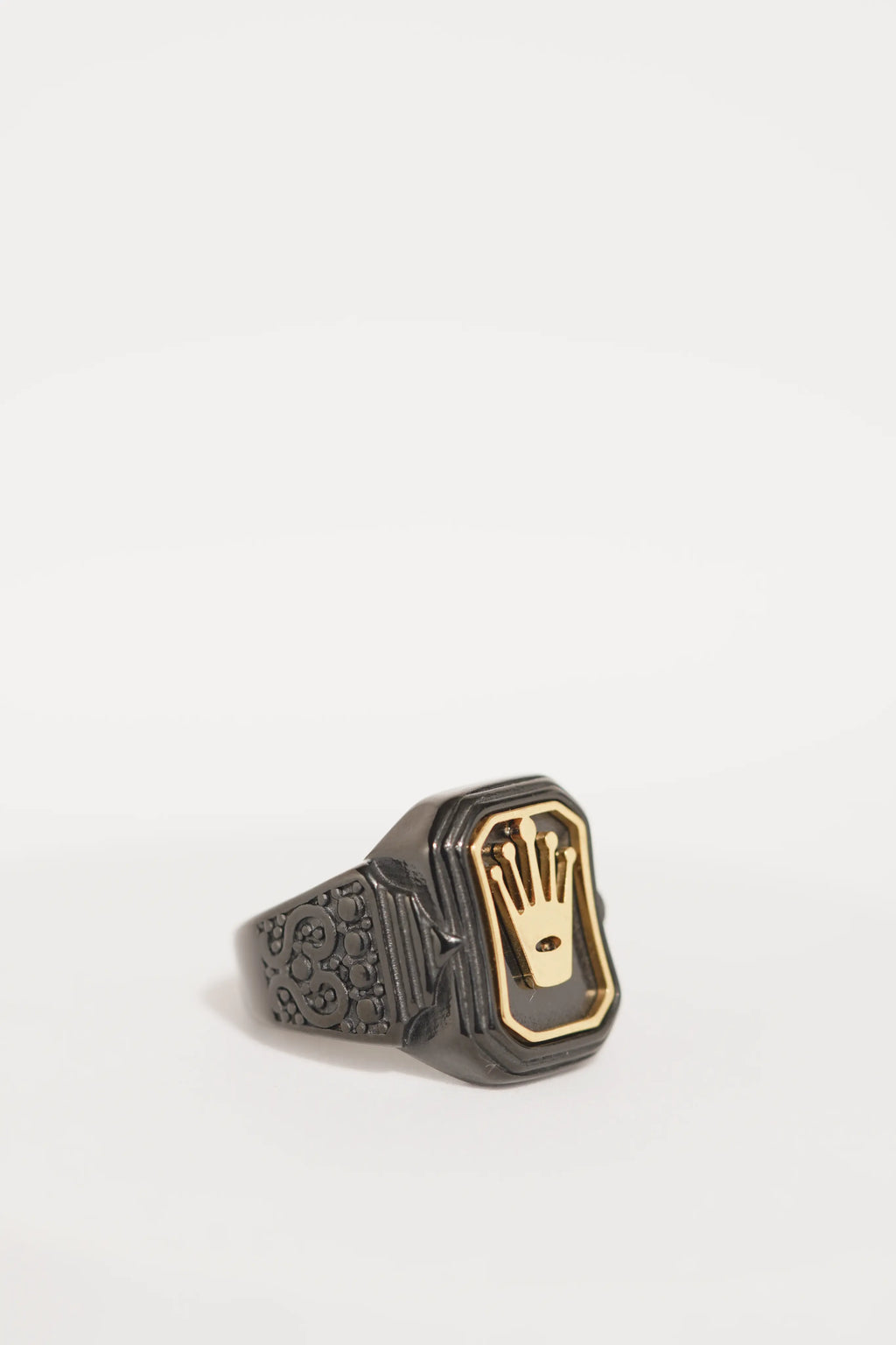 Golden Crown Black Stainless Steel Band Ring For Men worldjewel.in men's ring