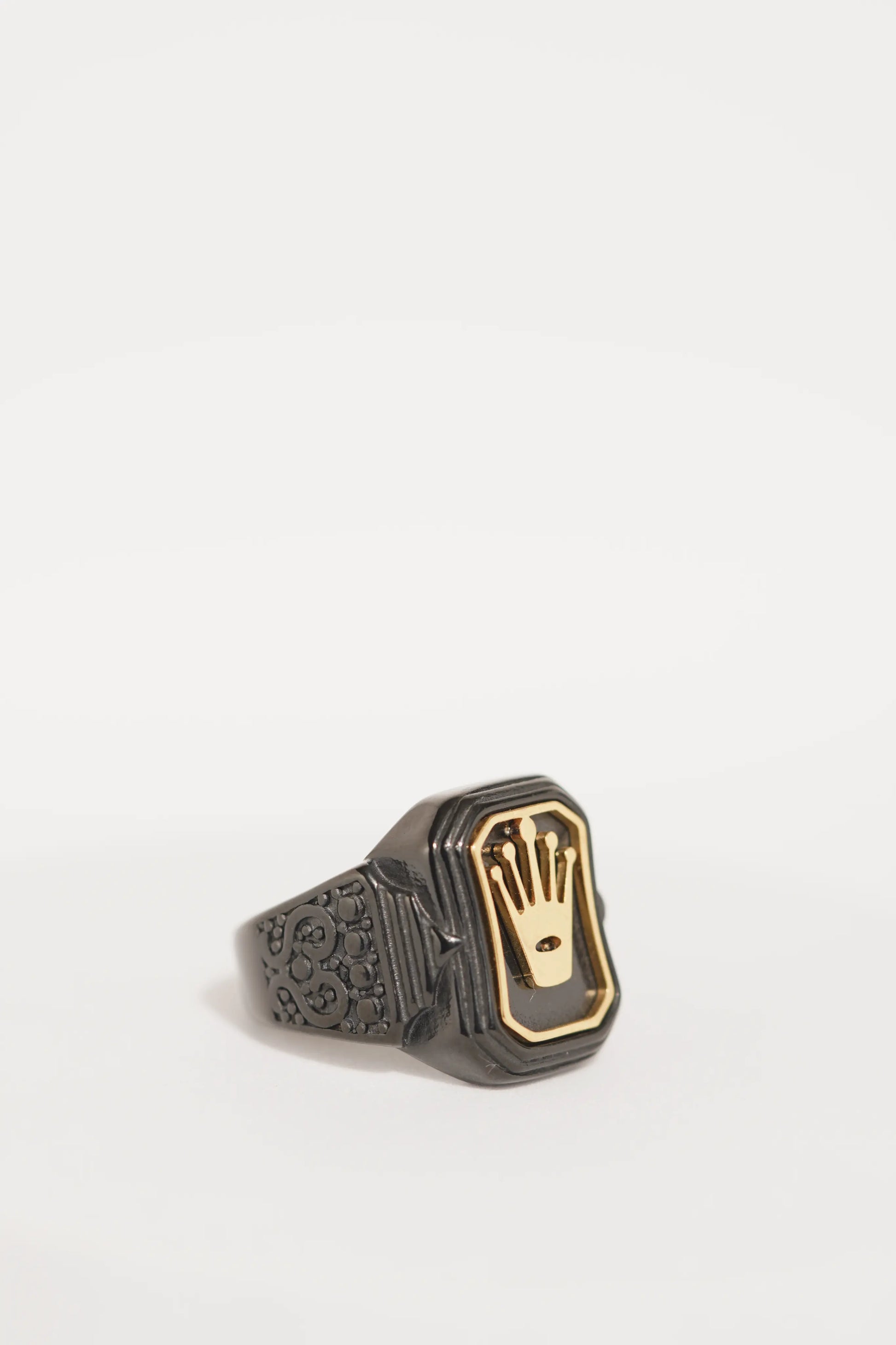 Golden Crown Black Stainless Steel Band Ring For Men worldjewel.in men's ring