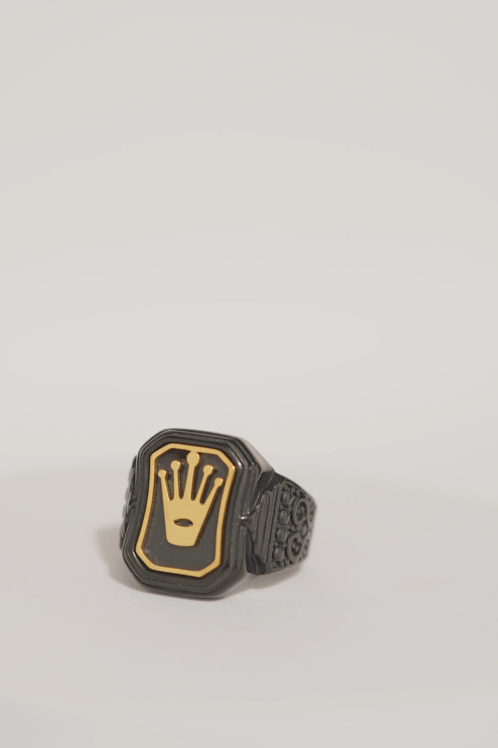 Golden Crown Black Stainless Steel Band Ring For Men worldjewel.in men's ring
