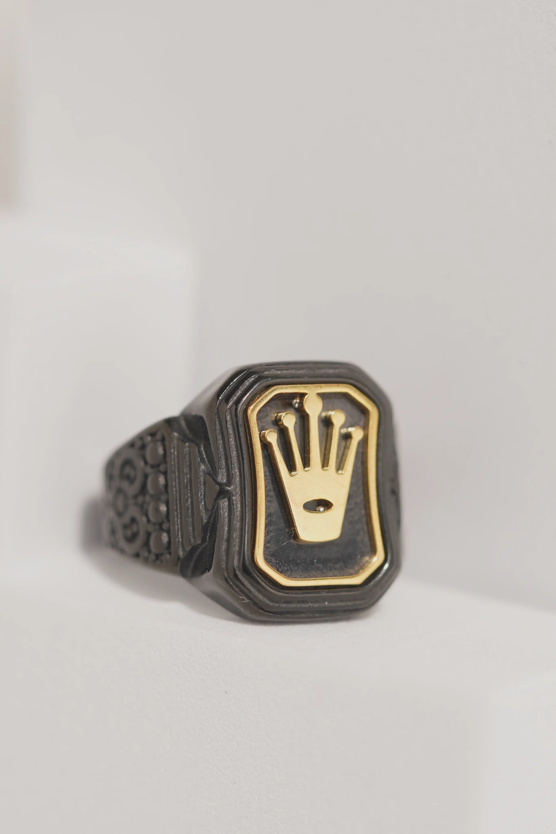 Golden Crown Black Stainless Steel Band Ring For Men worldjewel.in men's ring