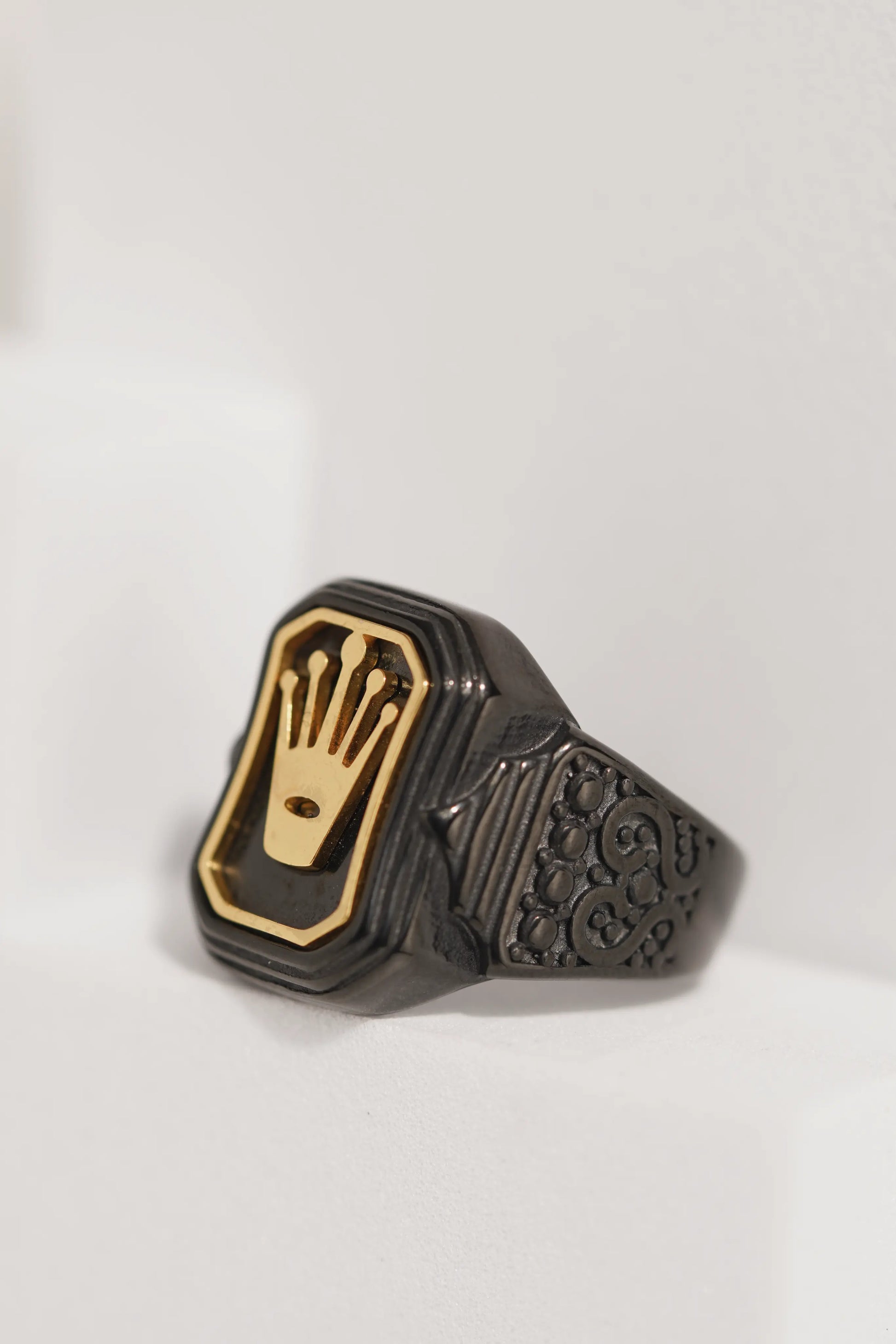 Golden Crown Black Stainless Steel Band Ring For Men worldjewel.in men's ring