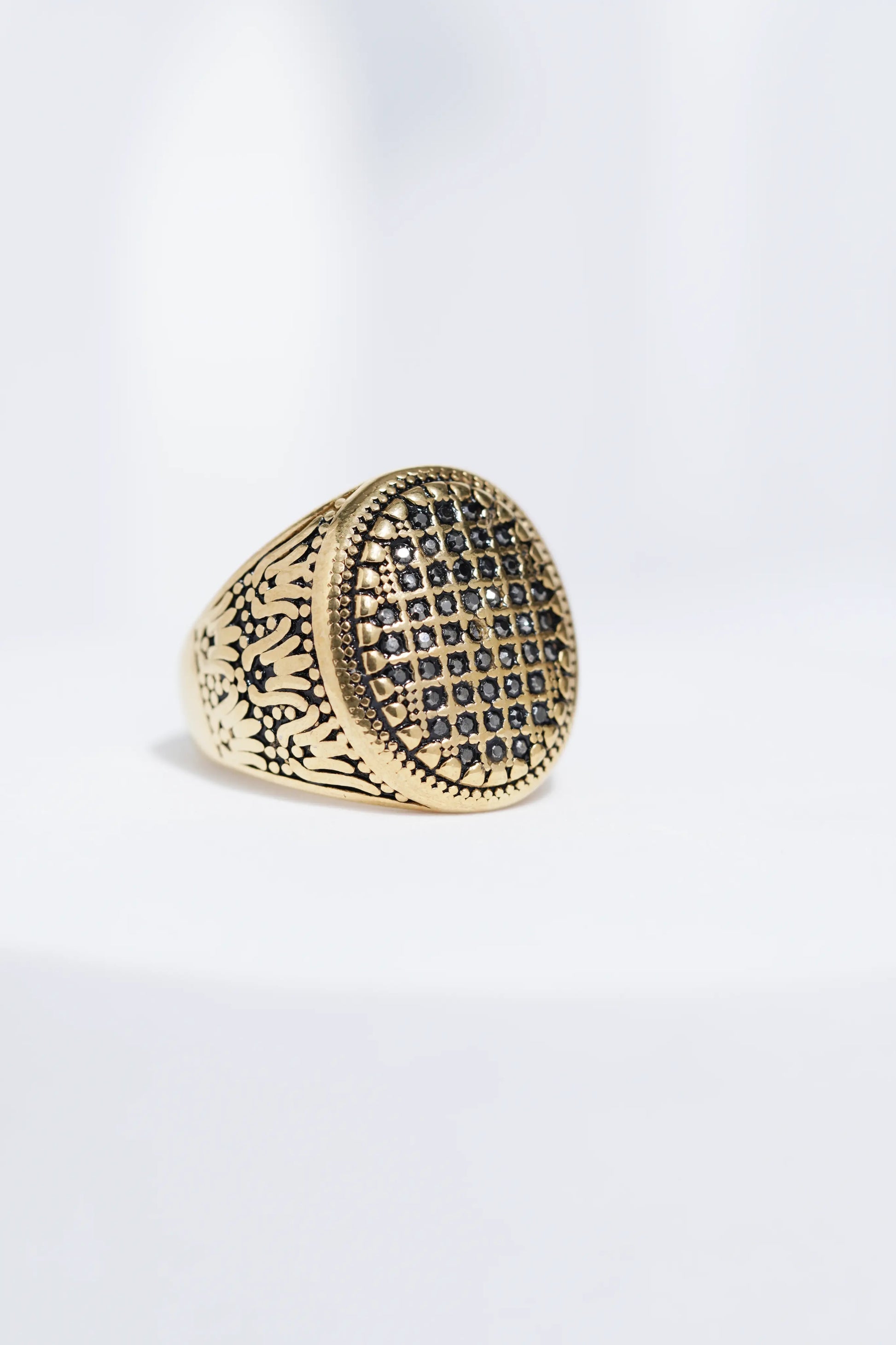 Golden Diamond Studded Turkish Ring For Men worldjewel.in men's ring