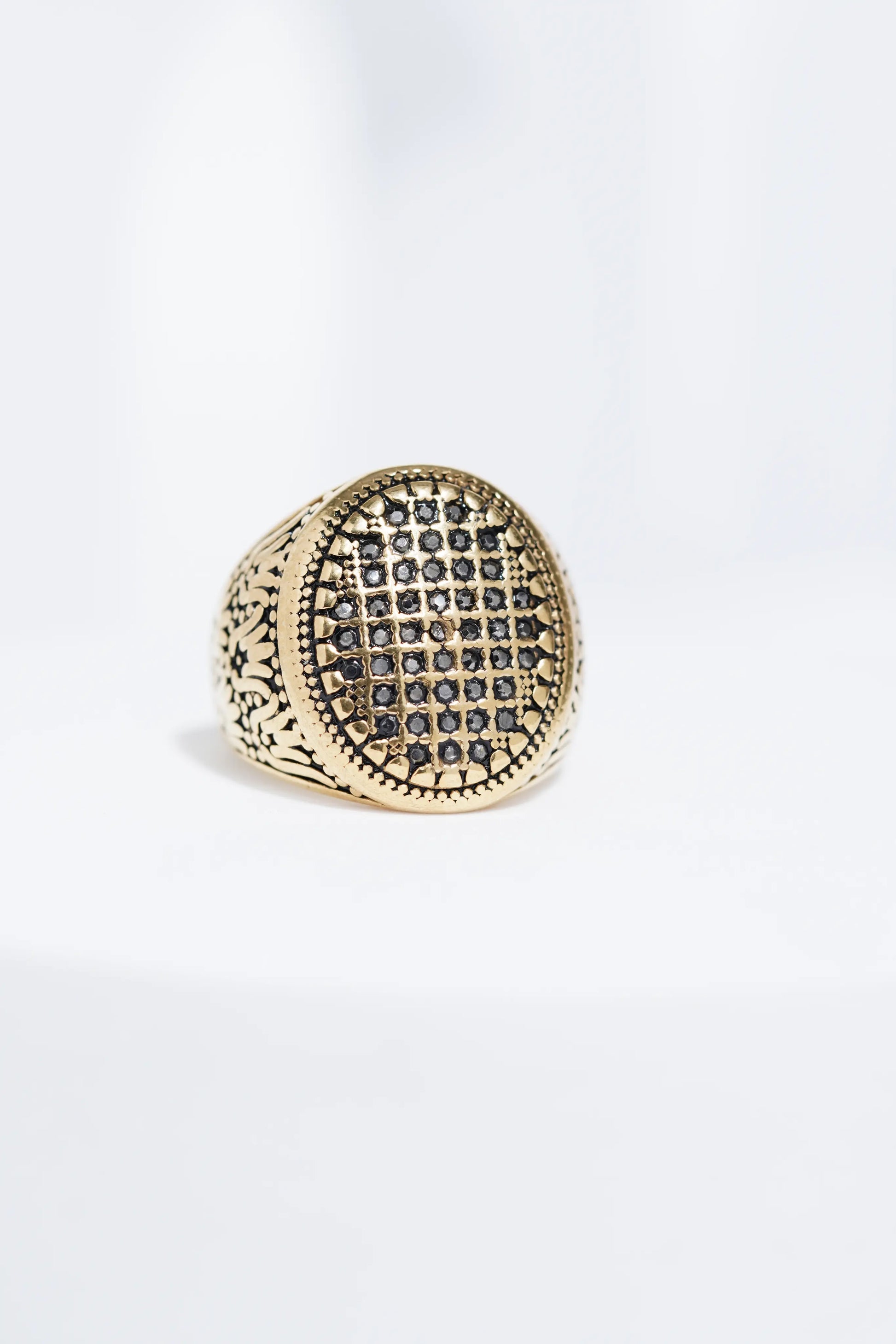 Golden Diamond Studded Turkish Ring For Men worldjewel.in men's ring