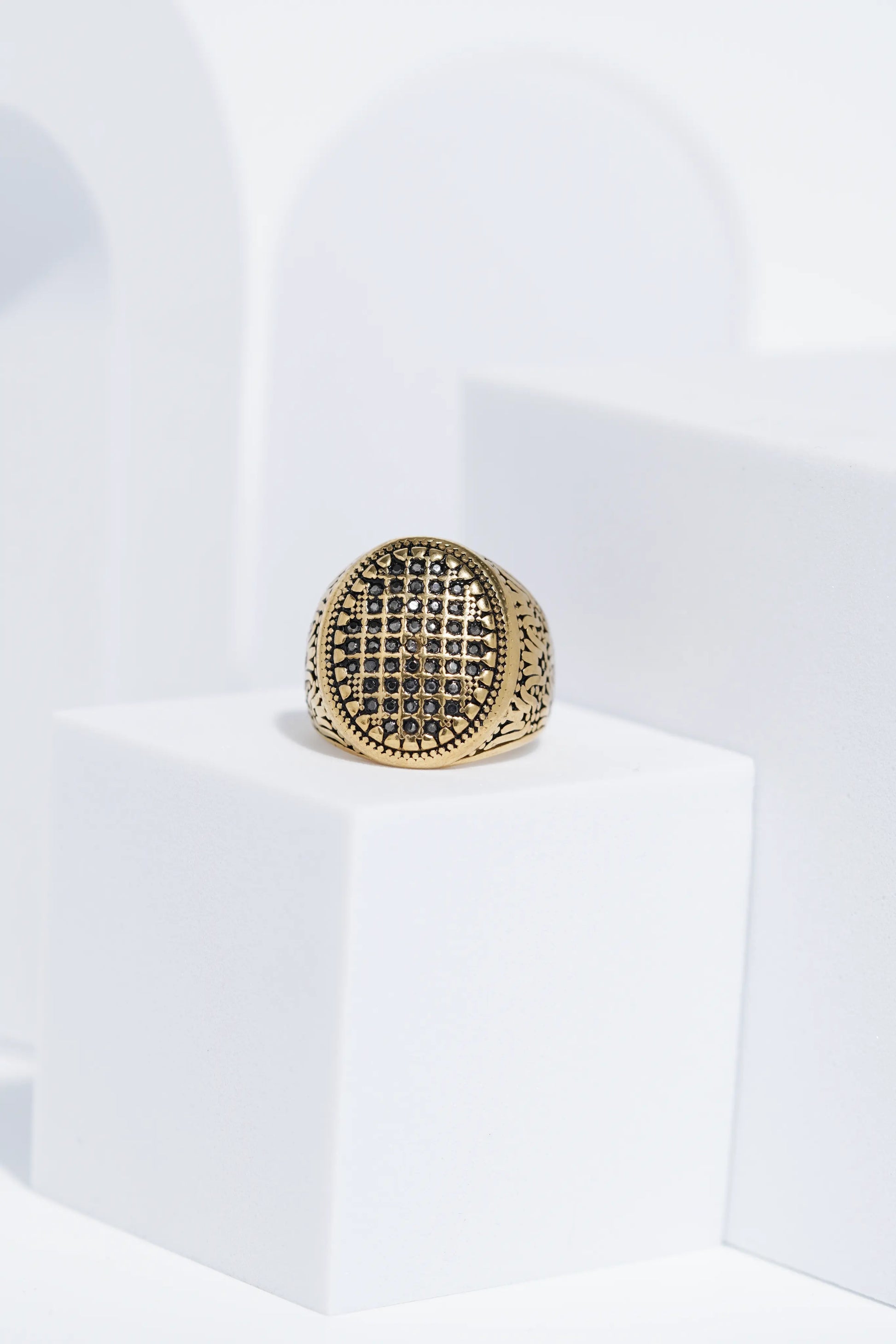 Golden Diamond Studded Turkish Ring For Men worldjewel.in men's ring