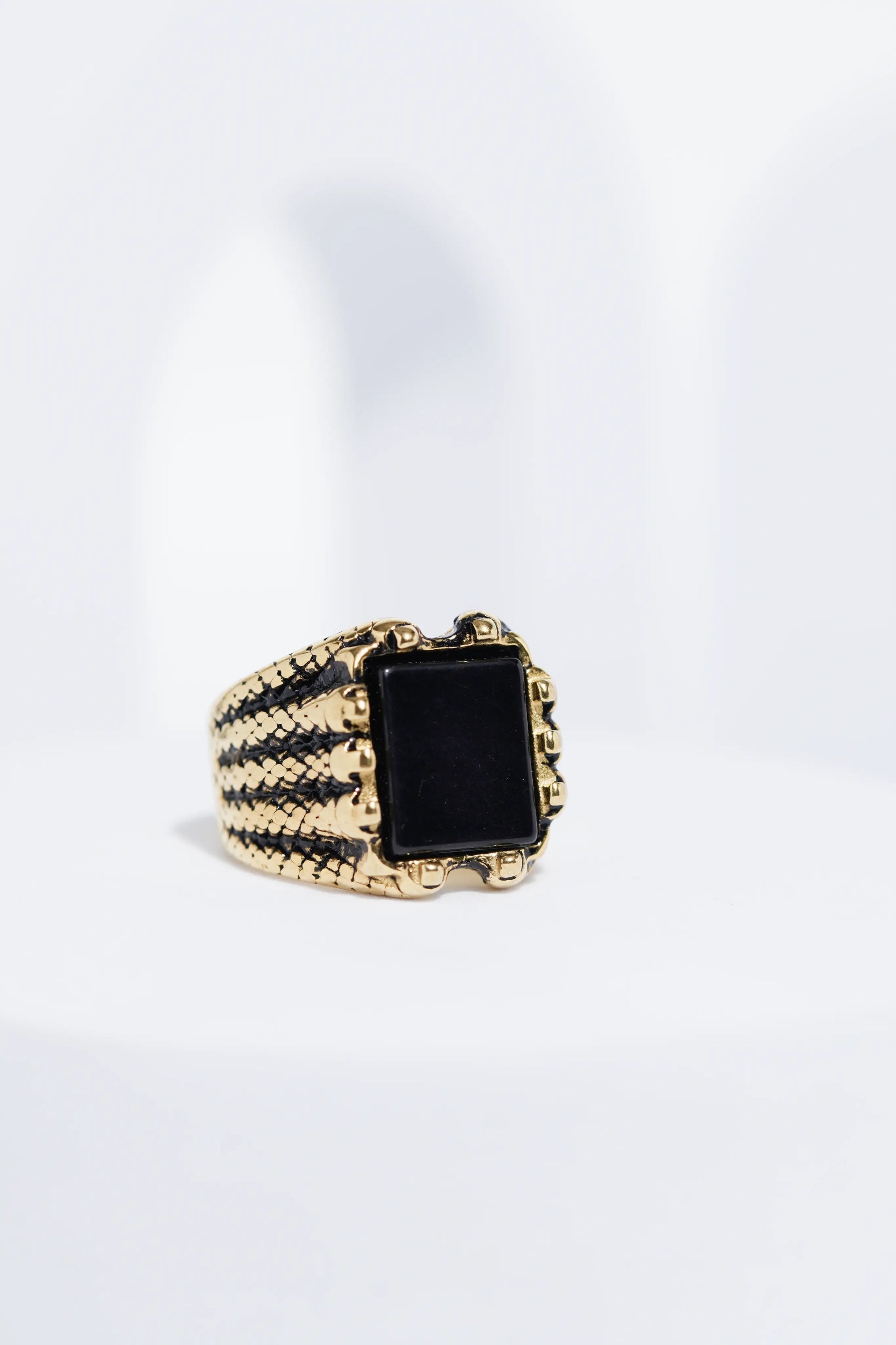 Golden Oxidized Stainless Steel Ring For Men. worldjewel.in men's ring