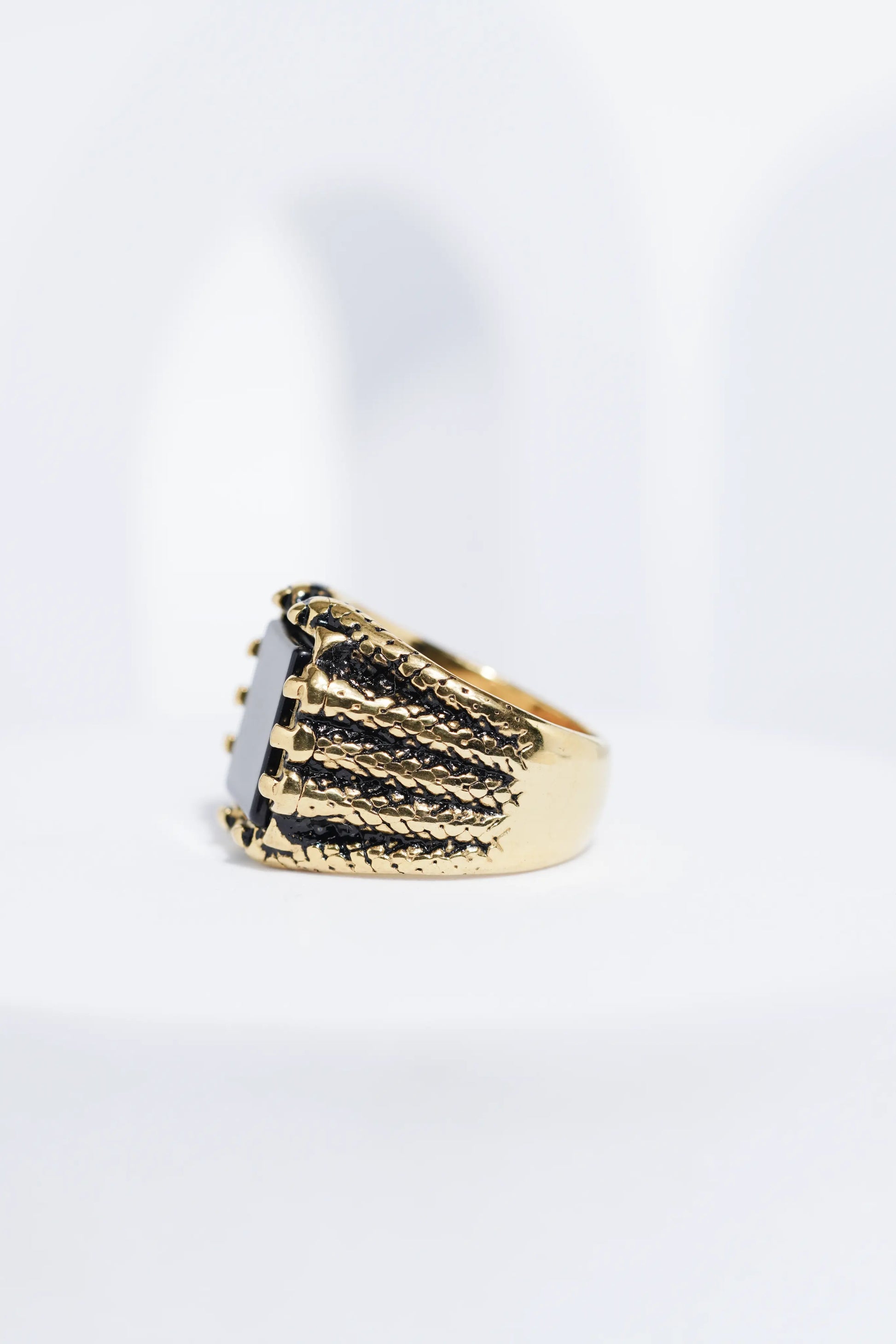 Golden Oxidized Stainless Steel Ring For Men. worldjewel.in men's ring