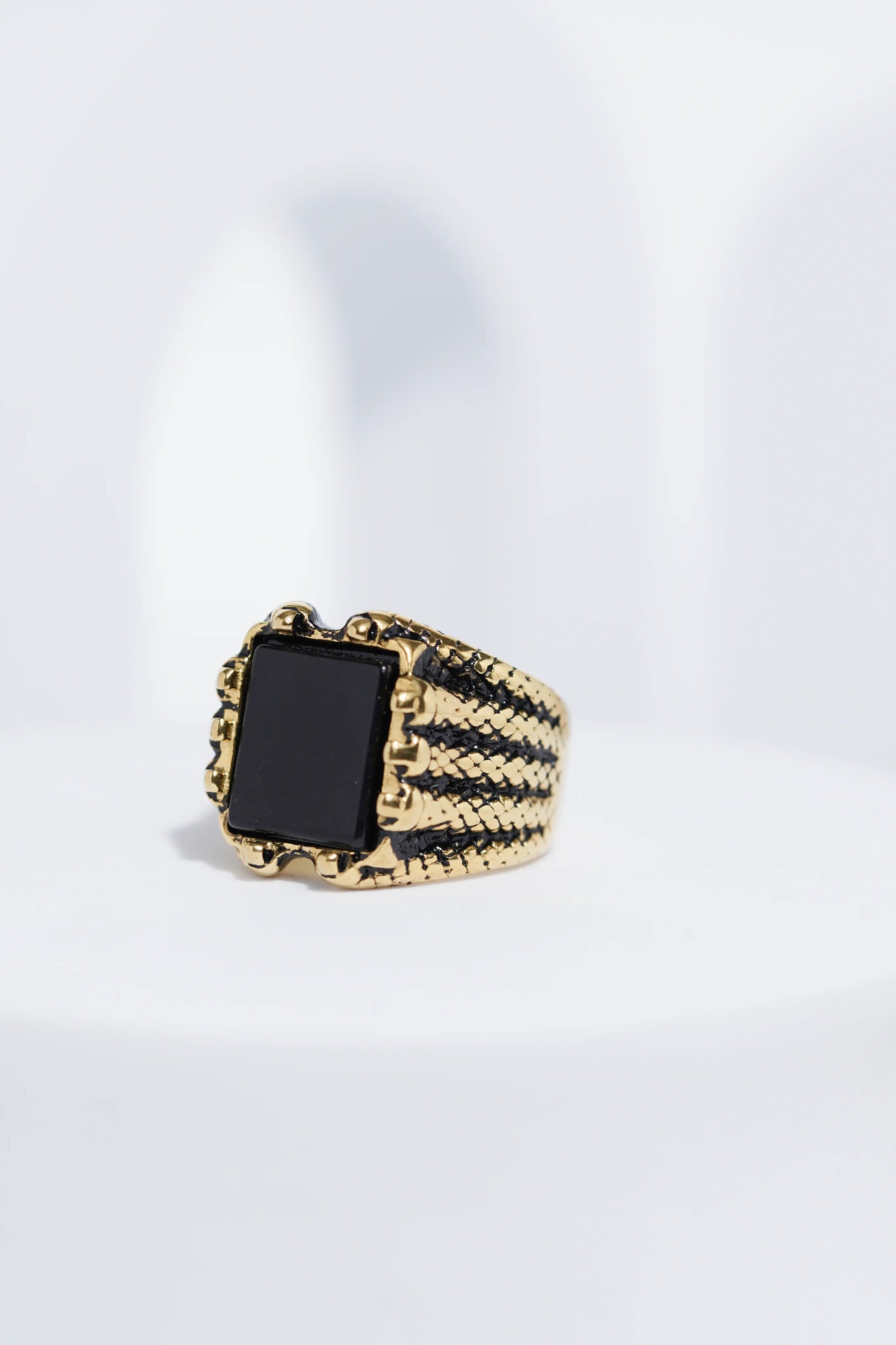 Golden Oxidized Stainless Steel Ring For Men. worldjewel.in men's ring