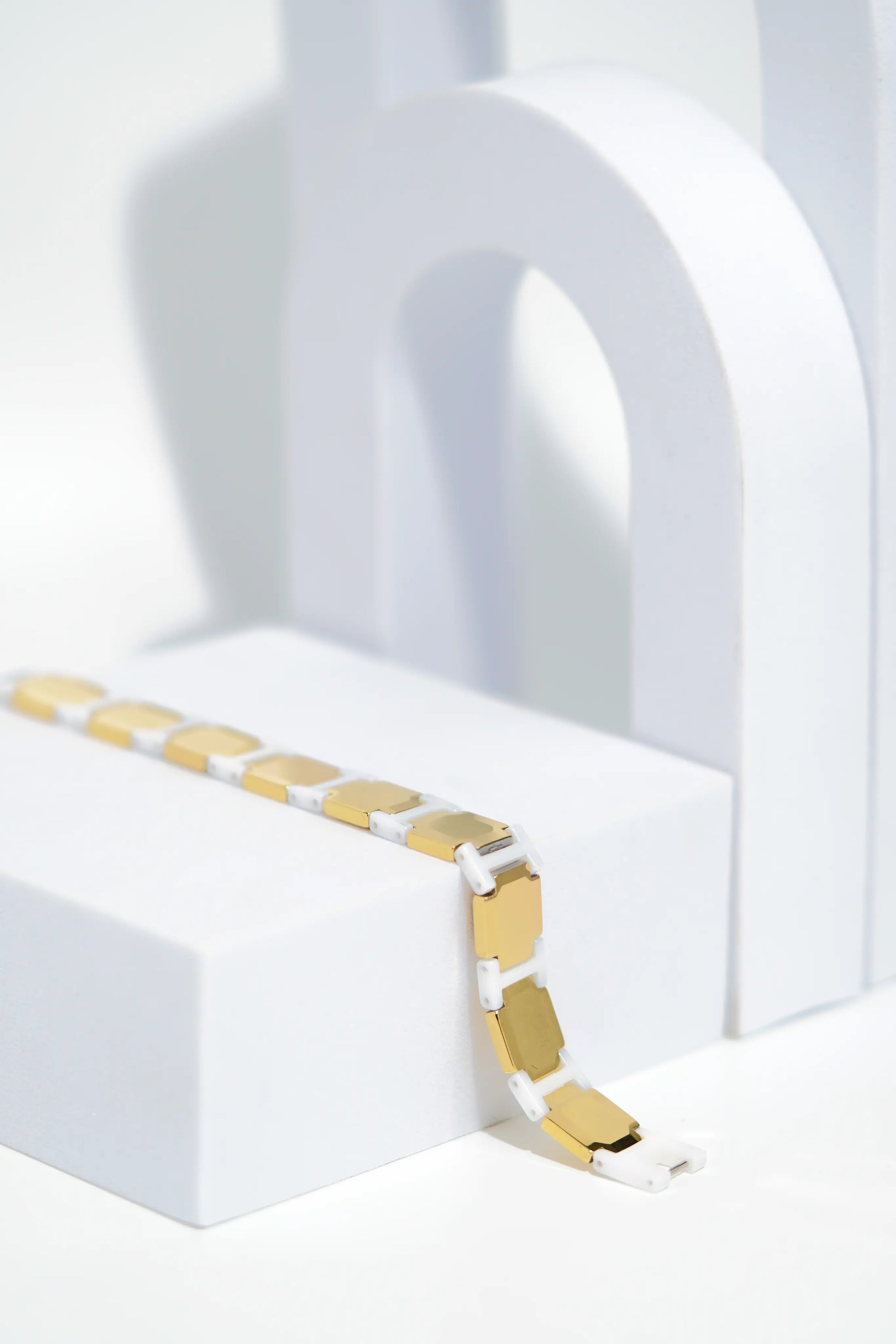 Golden & White Bold Ceramic bracelet for men. worldjewel.in men's bracelets