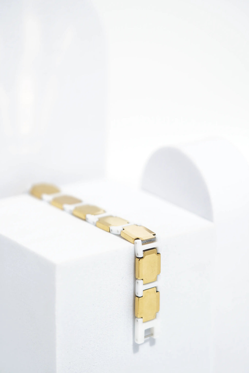 Golden & White Bold Ceramic bracelet for men. worldjewel.in men's bracelets