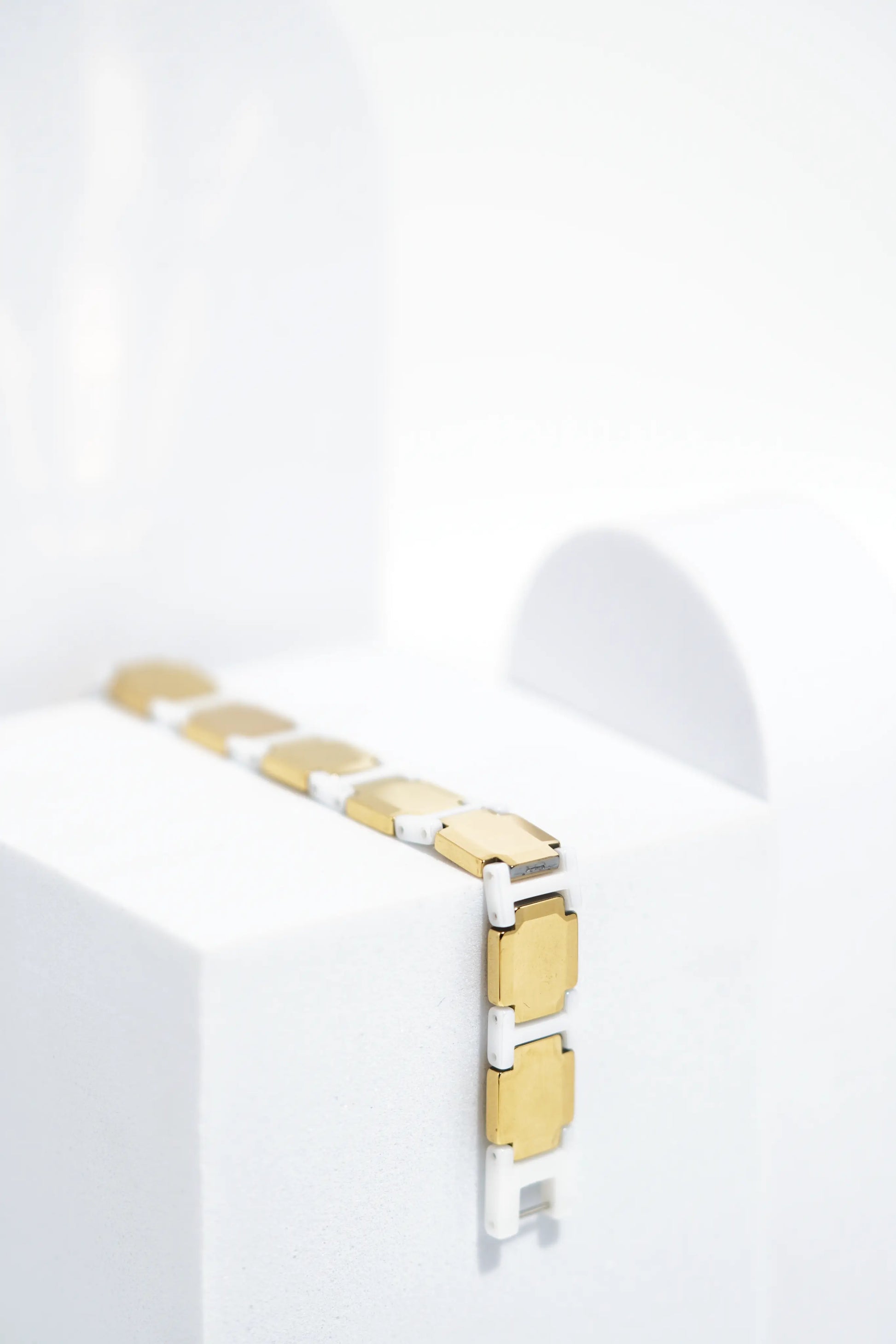 Golden & White Bold Ceramic bracelet for men. worldjewel.in men's bracelets