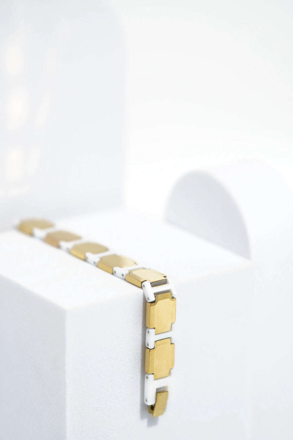 Golden & White Bold Ceramic bracelet for men. worldjewel.in men's bracelets