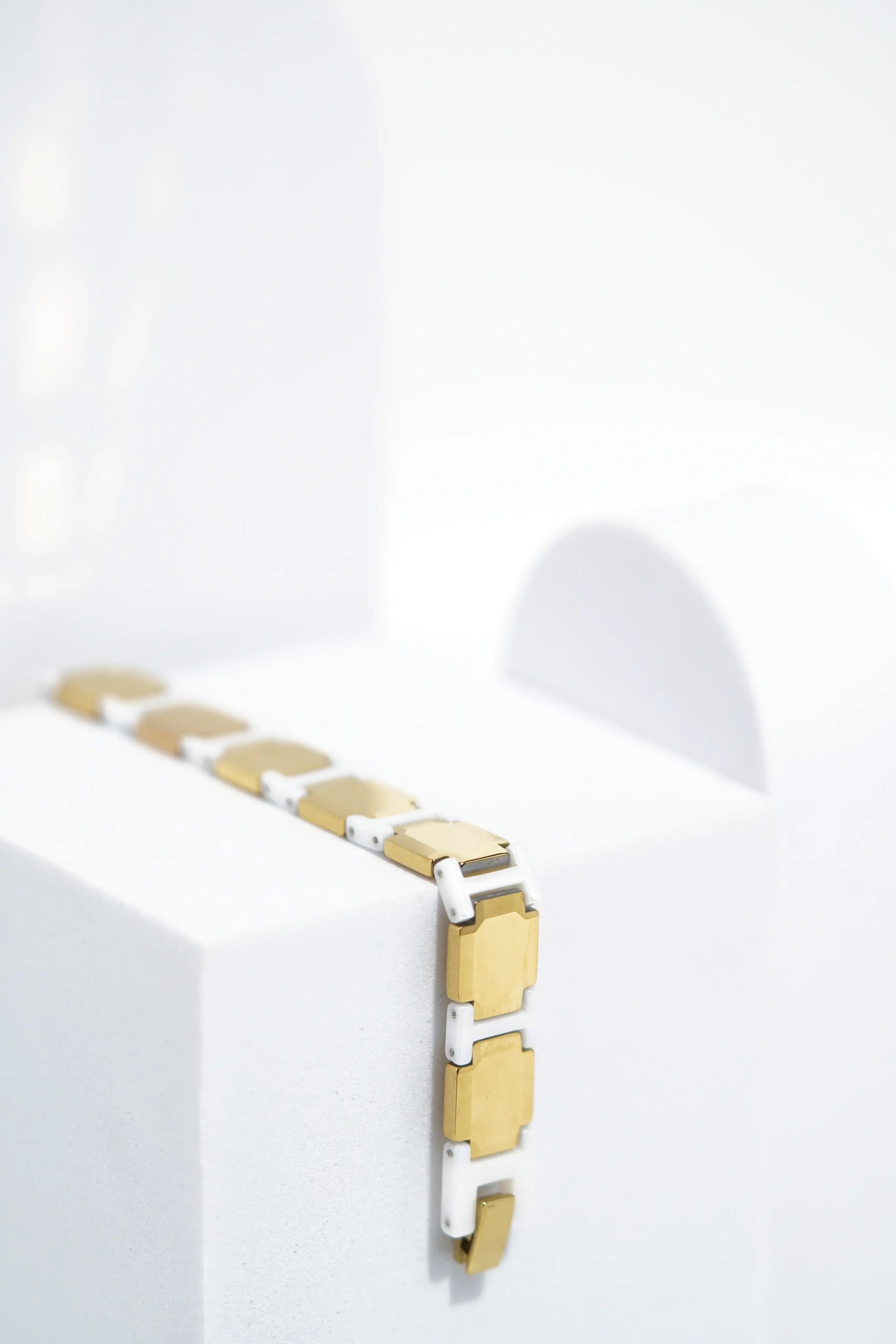 Golden & White Bold Ceramic bracelet for men. worldjewel.in men's bracelets