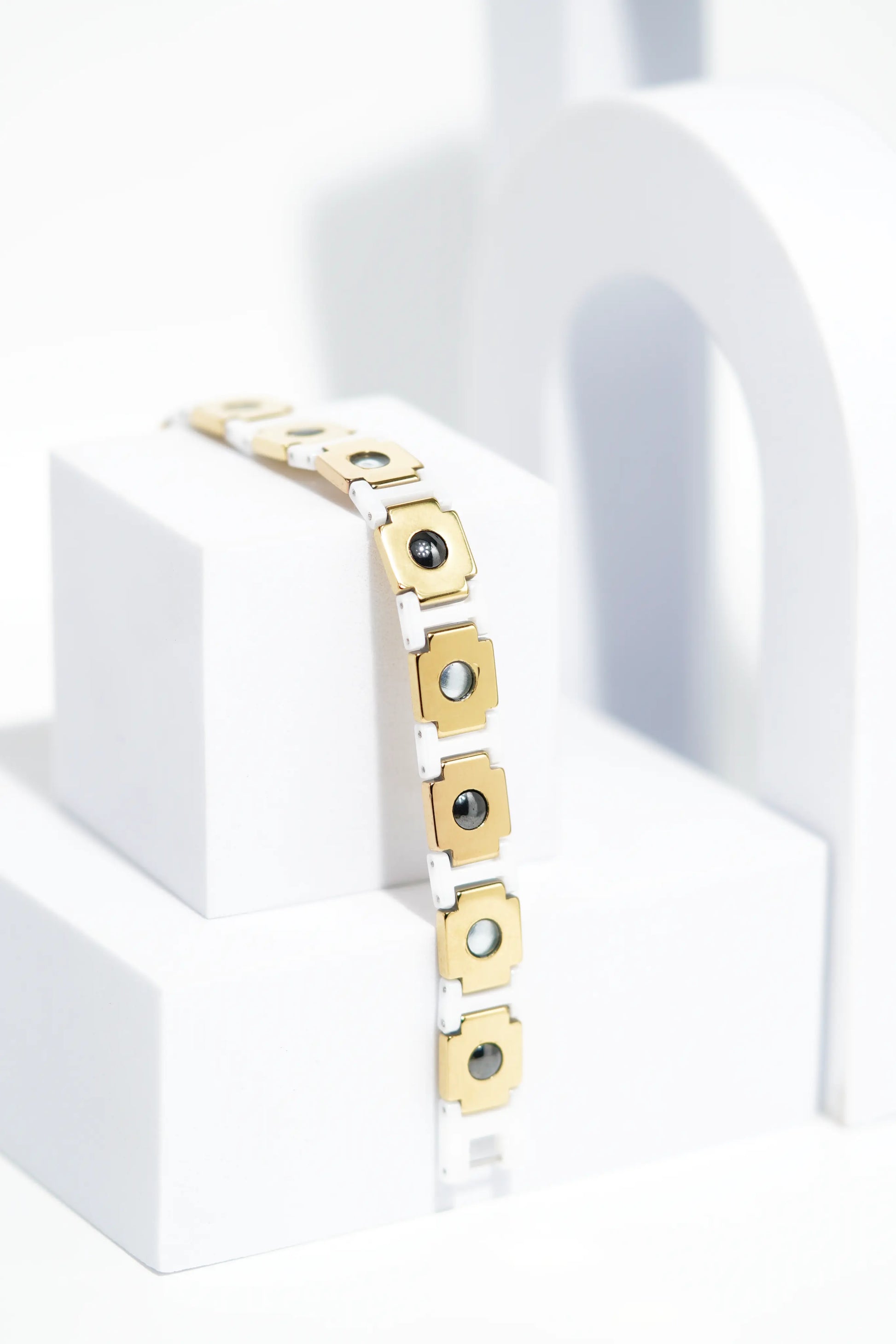 Golden & White Bold Ceramic bracelet for men. worldjewel.in men's bracelets