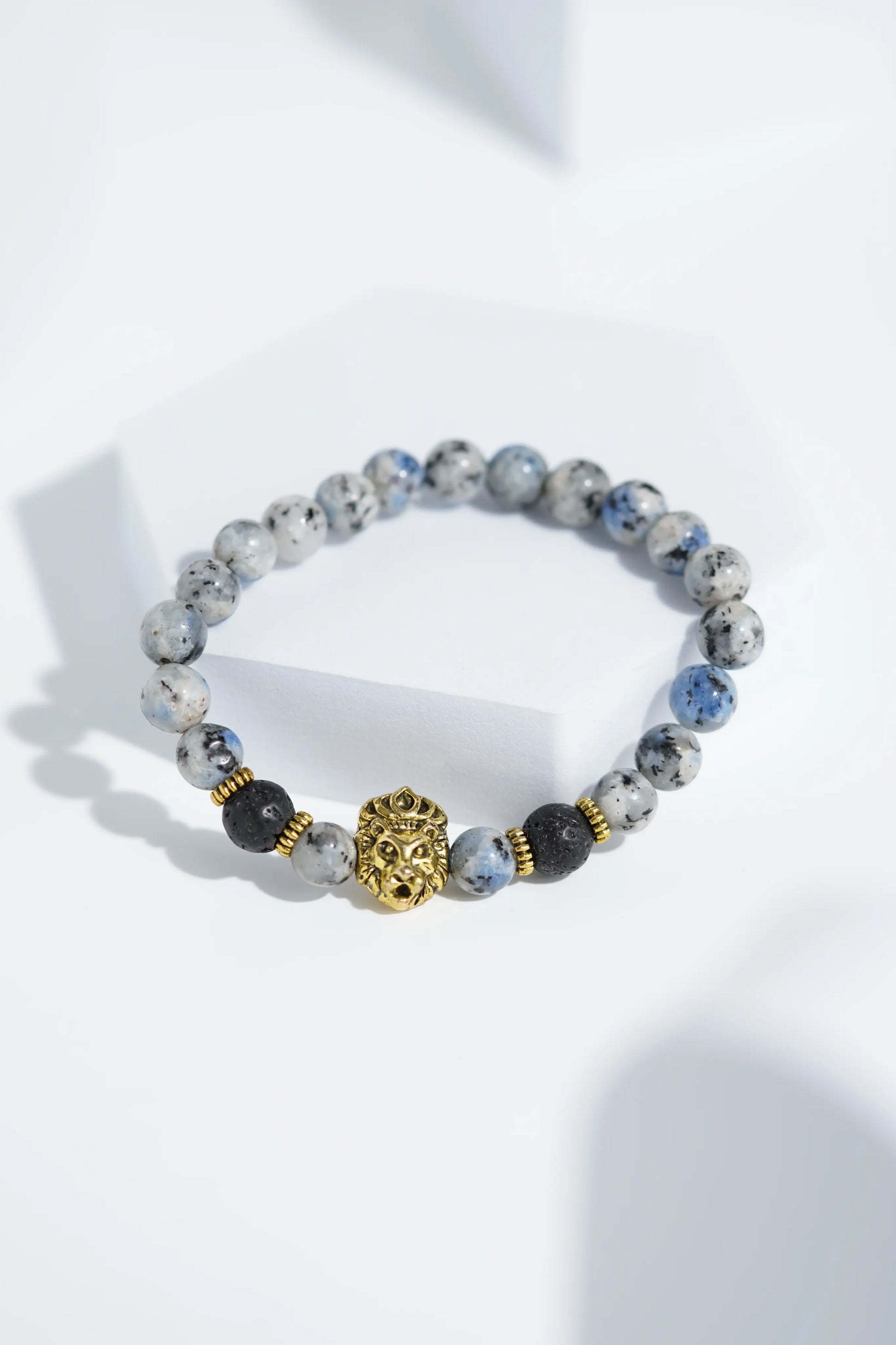 Golden lion Head Blue Bead Bracelets | Unisex. worldjewel.in Bead Bracelets