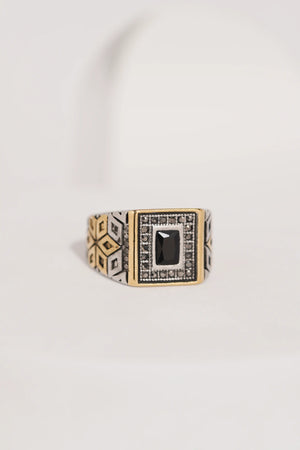 Heavy Detail Black Stone Ring For Men worldjewel.in men's ring