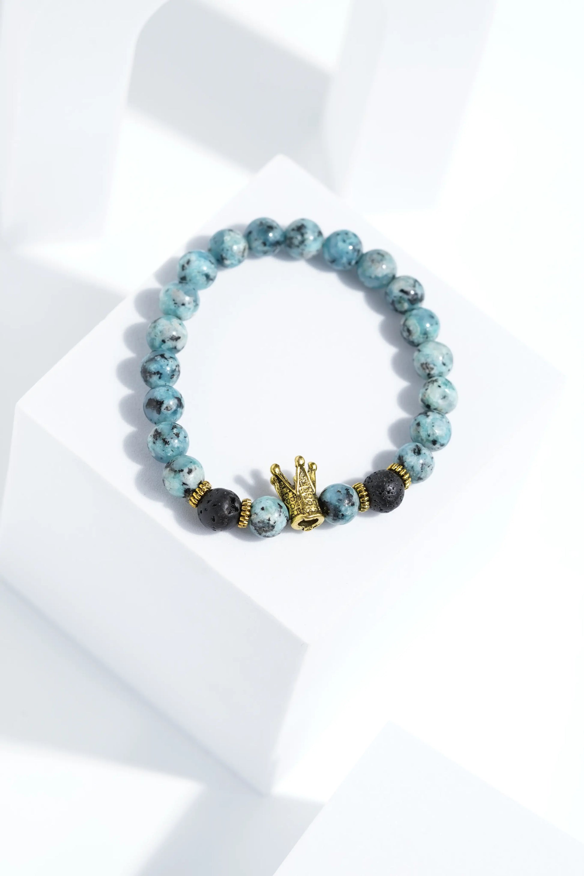 Light Blue Crown Bead Bracelets | Unisex. worldjewel.in Bead Bracelets