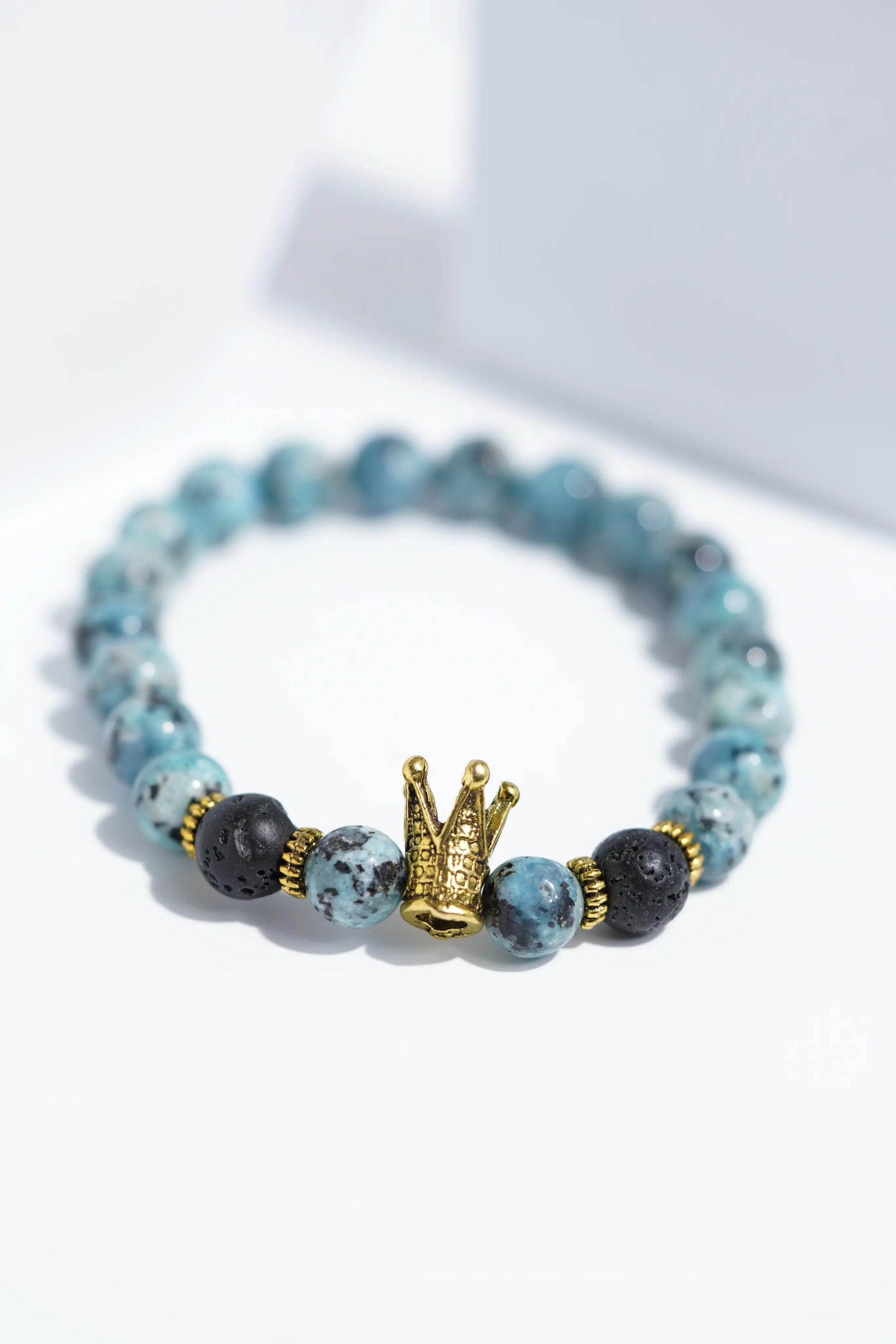 Light Blue Crown Bead Bracelets | Unisex. worldjewel.in Bead Bracelets