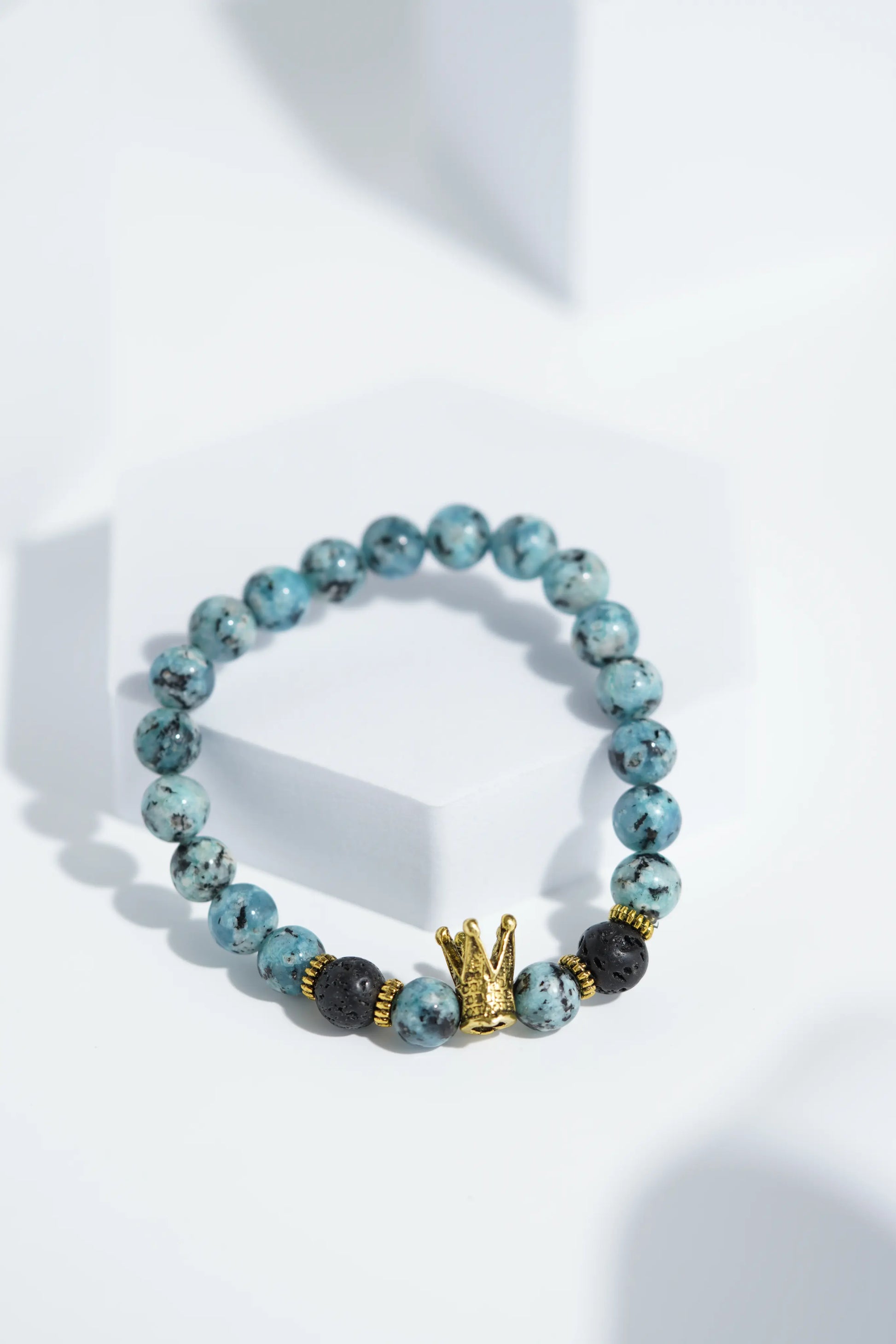 Light Blue Crown Bead Bracelets | Unisex. worldjewel.in Bead Bracelets