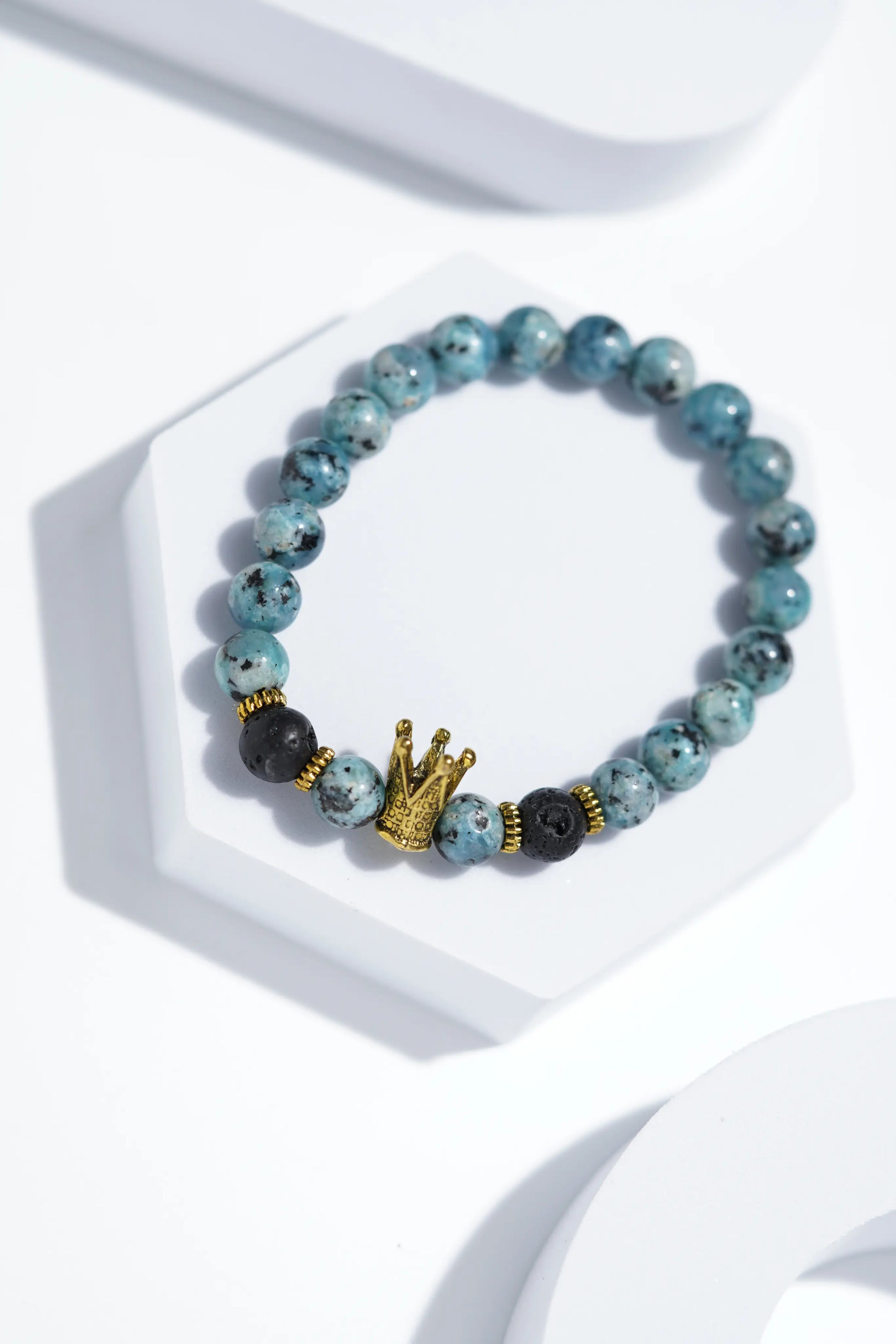 Light Blue Crown Bead Bracelets | Unisex. worldjewel.in Bead Bracelets