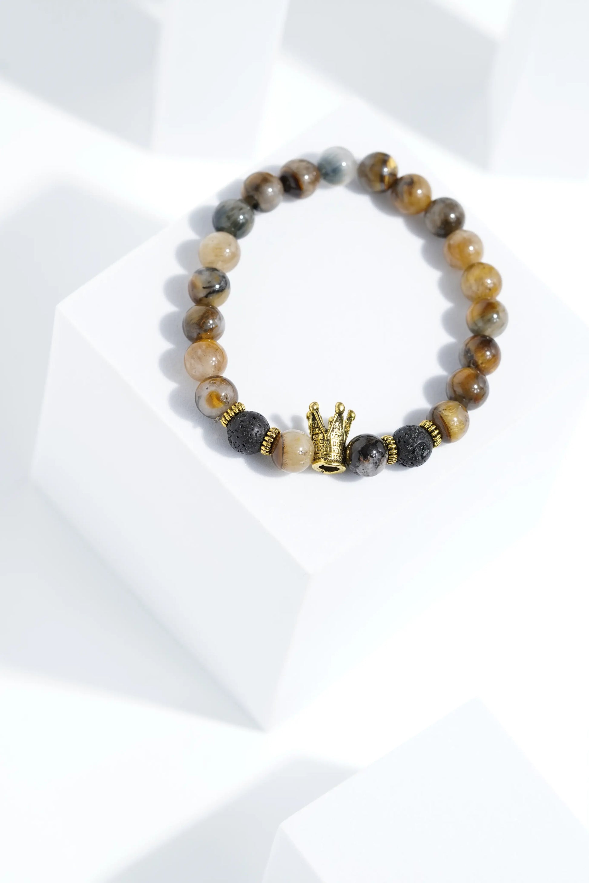 Light Brown Crown  Bead Bracelets | Unisex. worldjewel.in Bead Bracelets