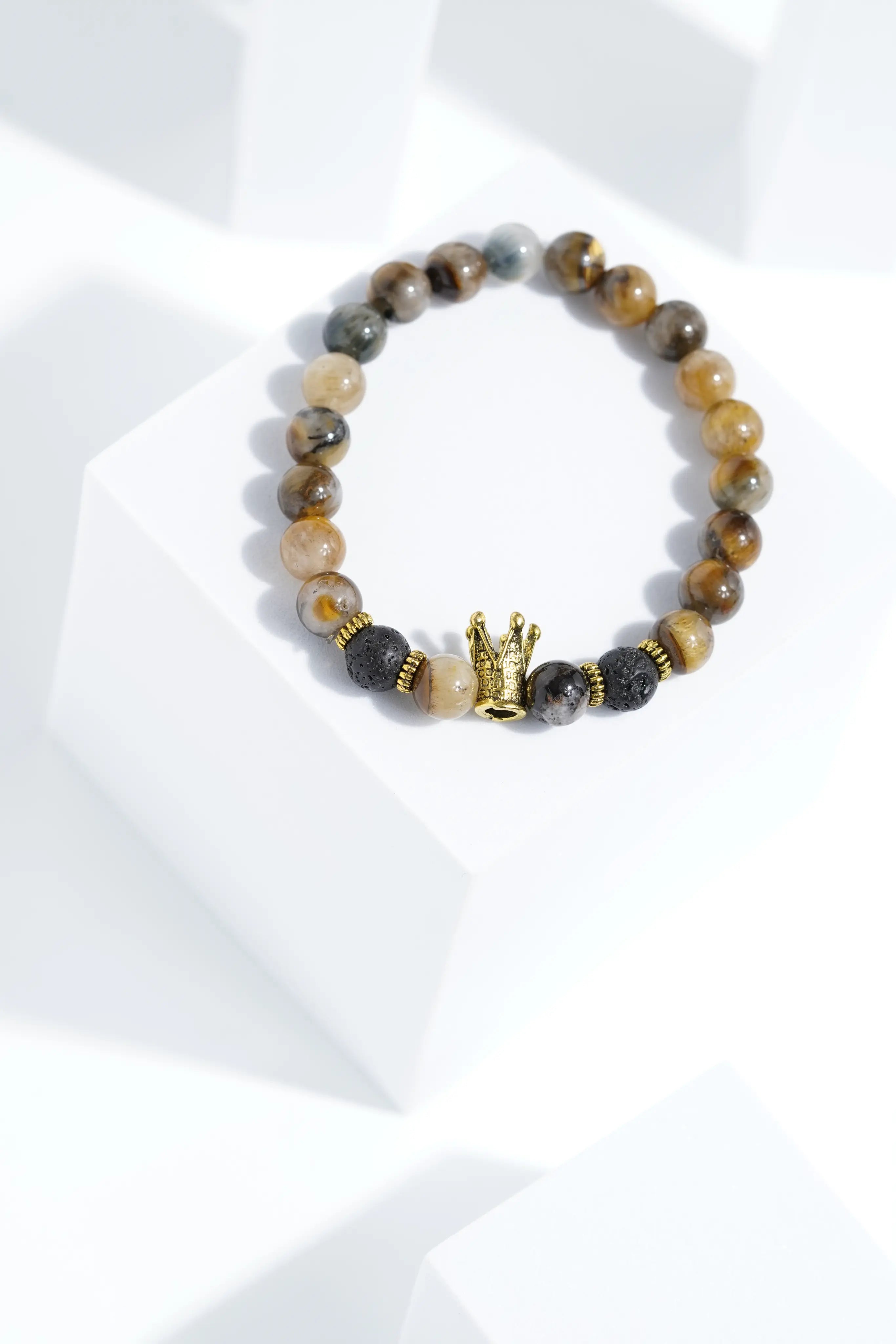 Light Brown Crown  Bead Bracelets | Unisex. worldjewel.in Bead Bracelets