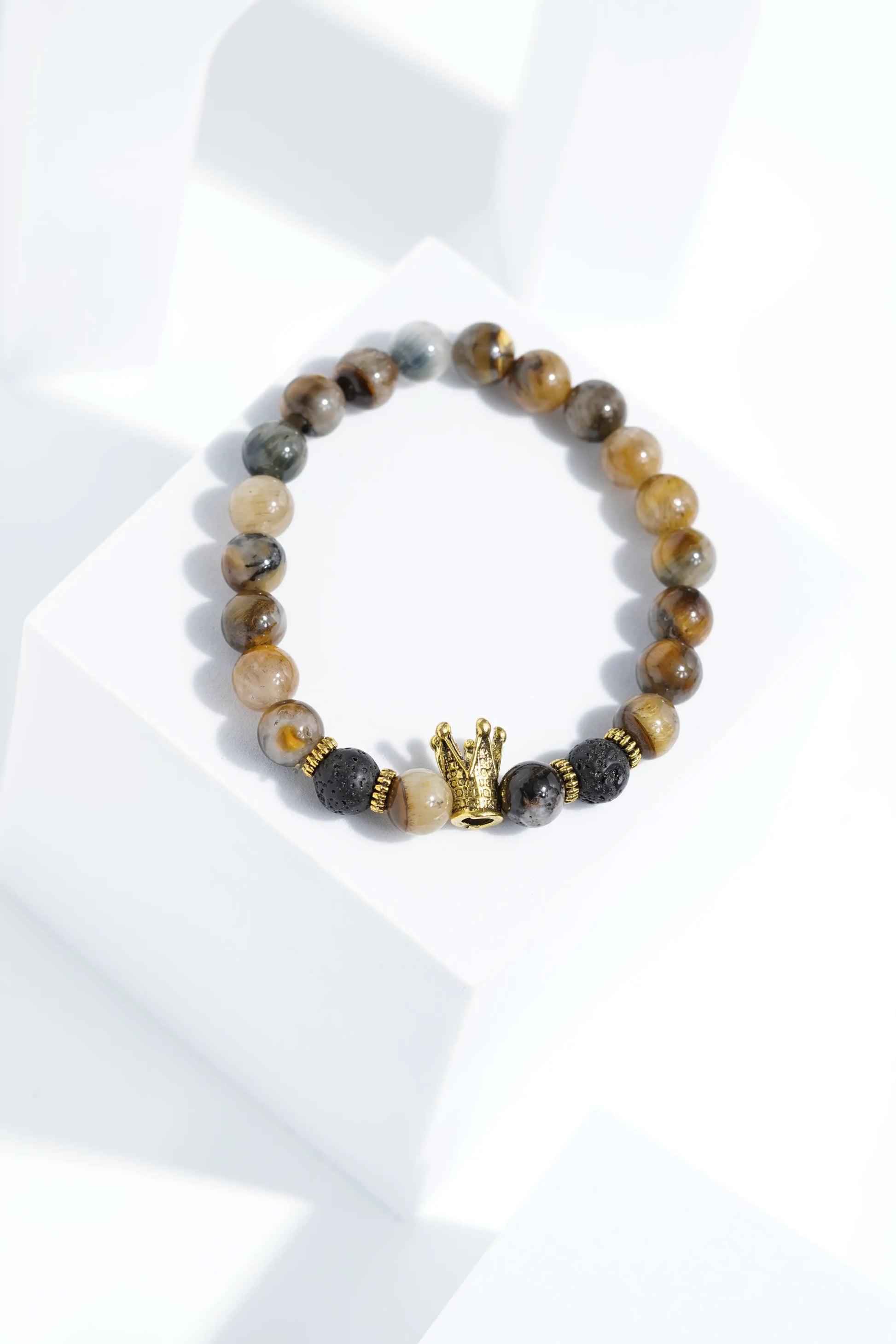 Light Brown Crown  Bead Bracelets | Unisex. worldjewel.in Bead Bracelets
