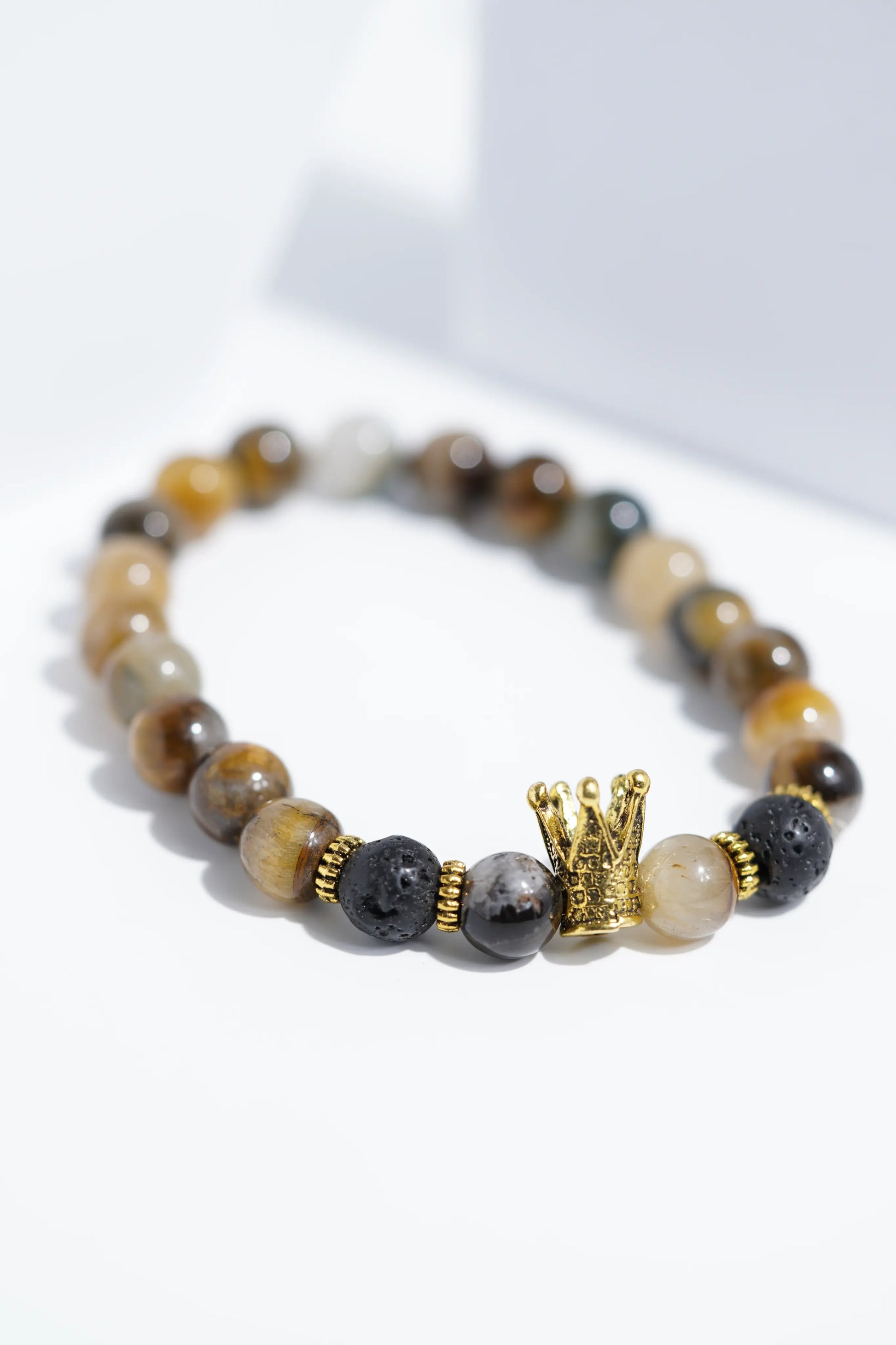Light Brown Crown  Bead Bracelets | Unisex. worldjewel.in Bead Bracelets