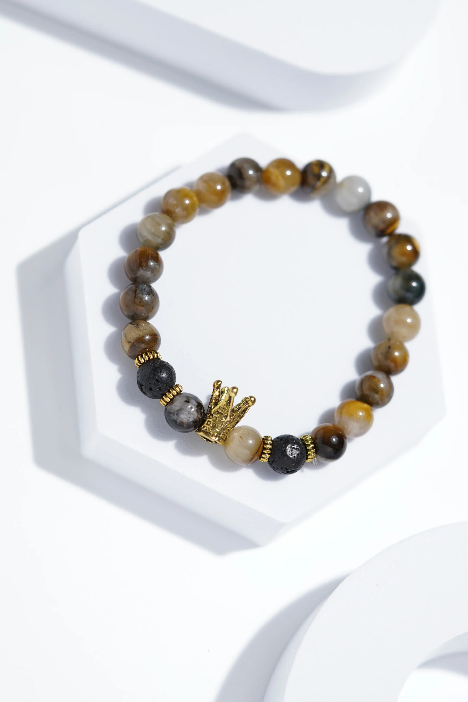 Light Brown Crown  Bead Bracelets | Unisex. worldjewel.in Bead Bracelets