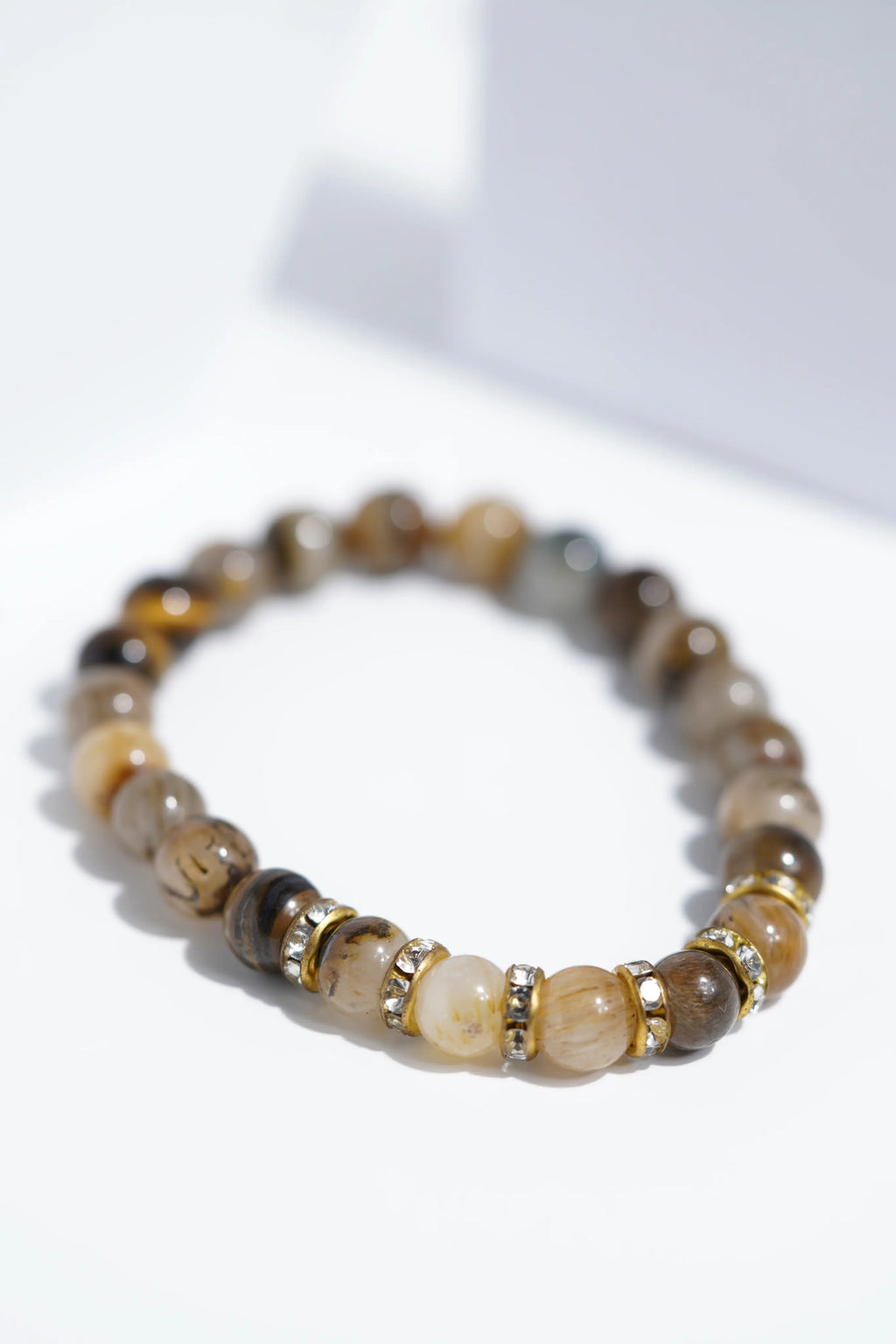 Light Brown Diamond Bead Bracelets | Unisex. worldjewel.in Bead Bracelets