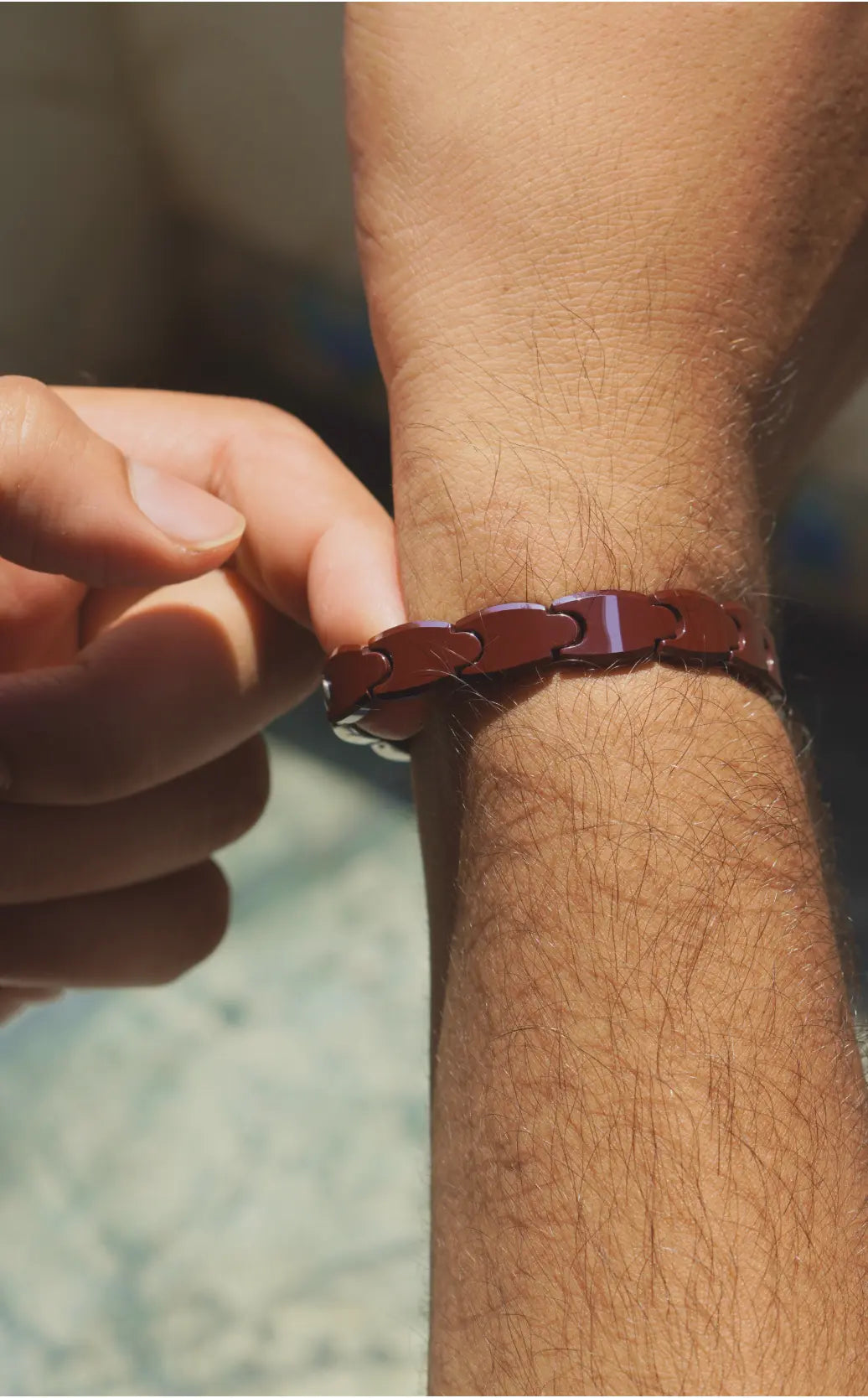 Maroon full - Ceramic bracelet for men. worldjewel.in men's bracelets