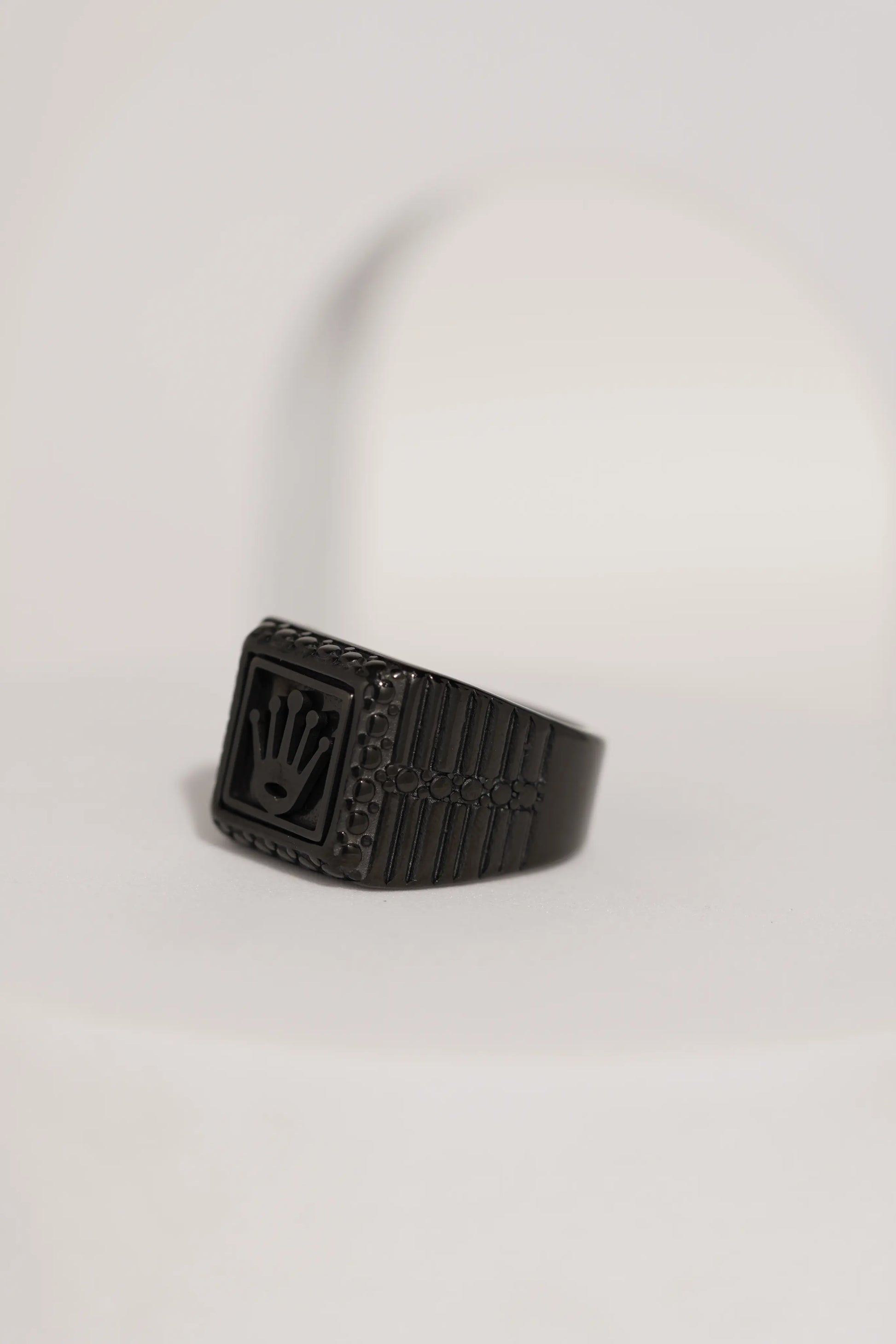 Matte Black & Golden Crown Stainless Steel Finger Ring For Men worldjewel.in men's ring