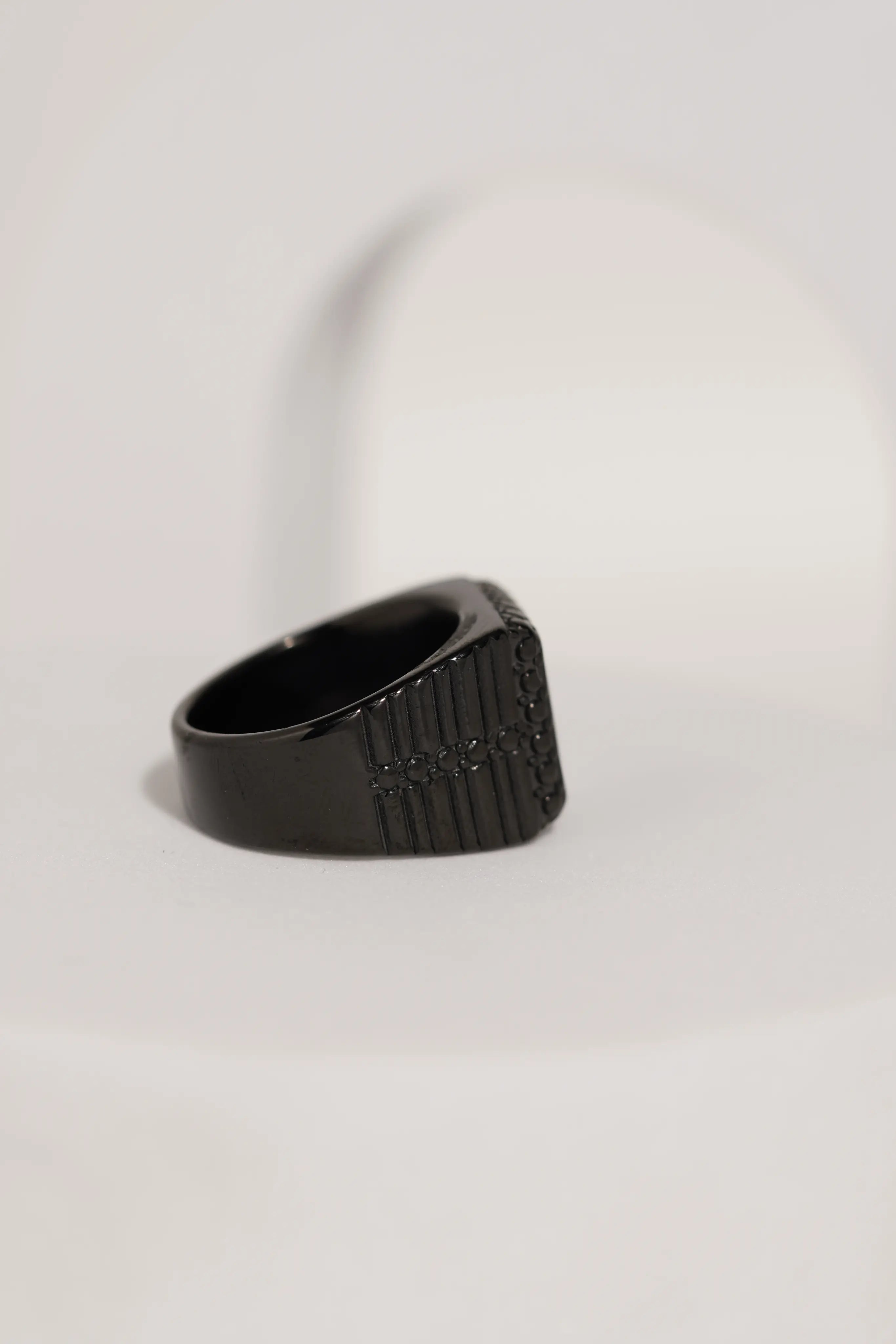 Matte Black & Golden Crown Stainless Steel Finger Ring For Men worldjewel.in men's ring