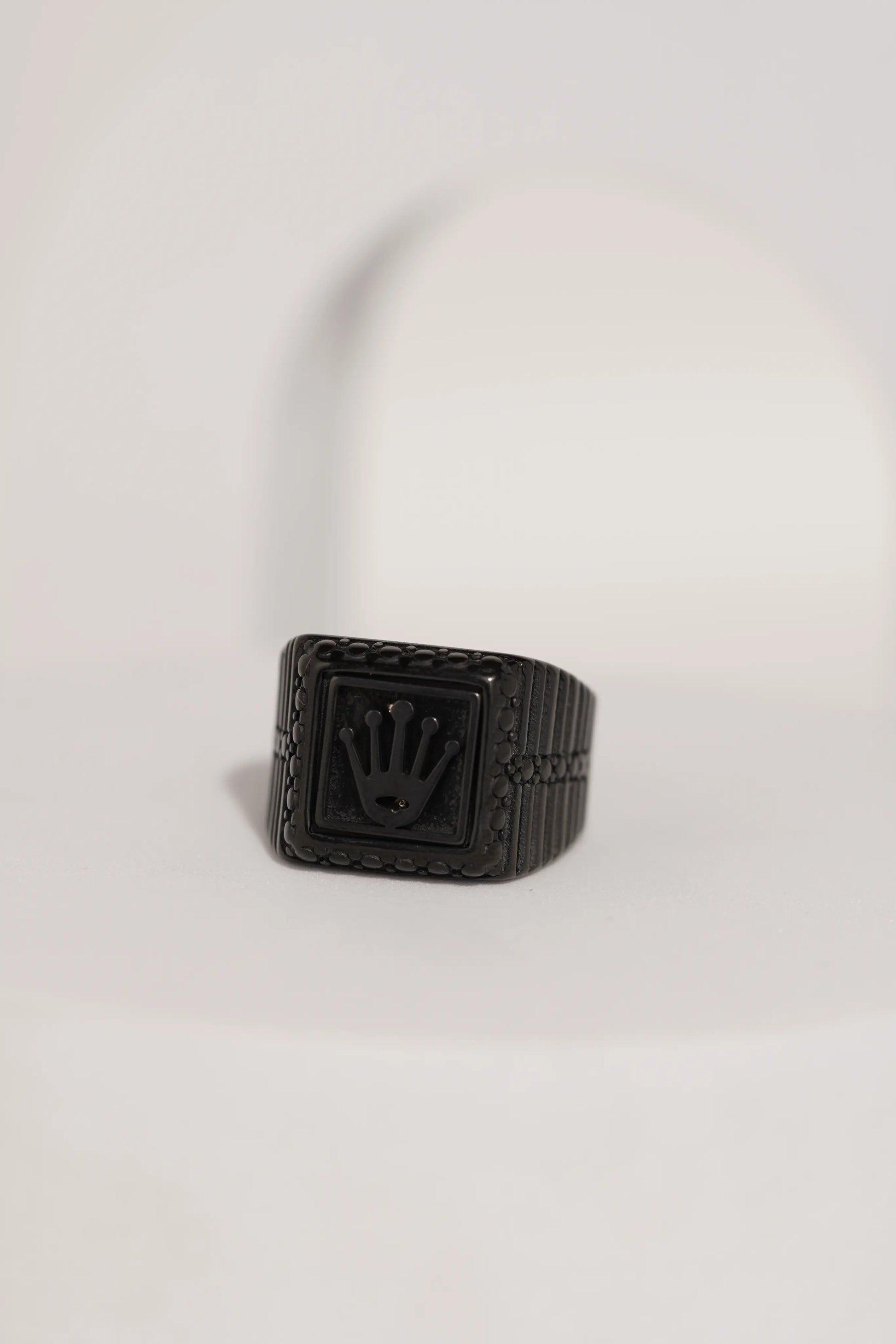 Matte Black & Golden Crown Stainless Steel Finger Ring For Men worldjewel.in men's ring