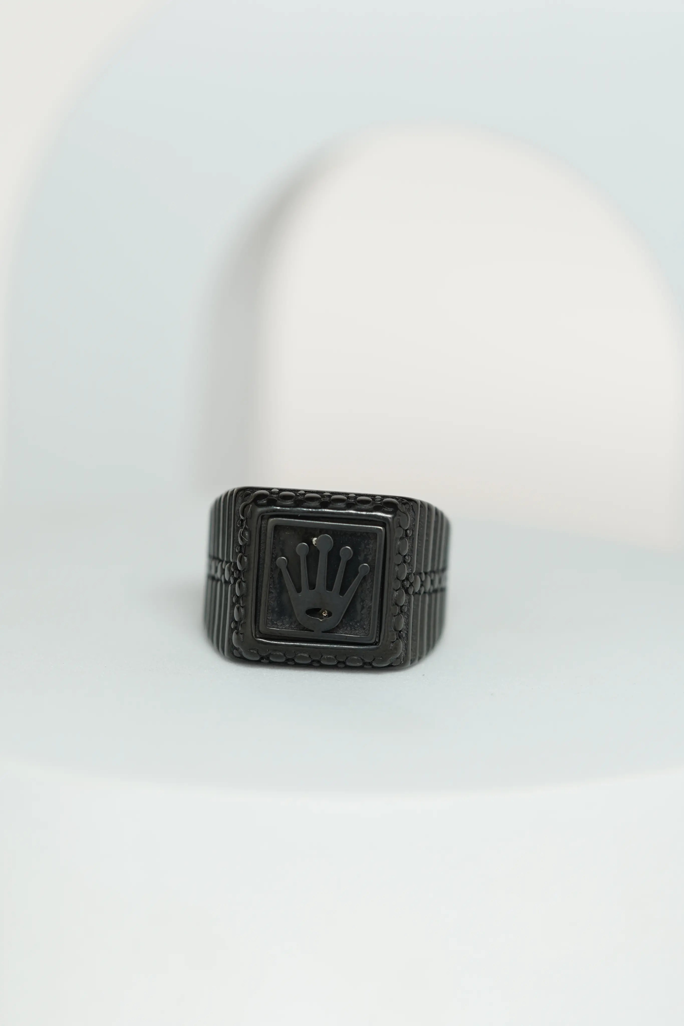 Matte Black & Golden Crown Stainless Steel Finger Ring For Men worldjewel.in men's ring