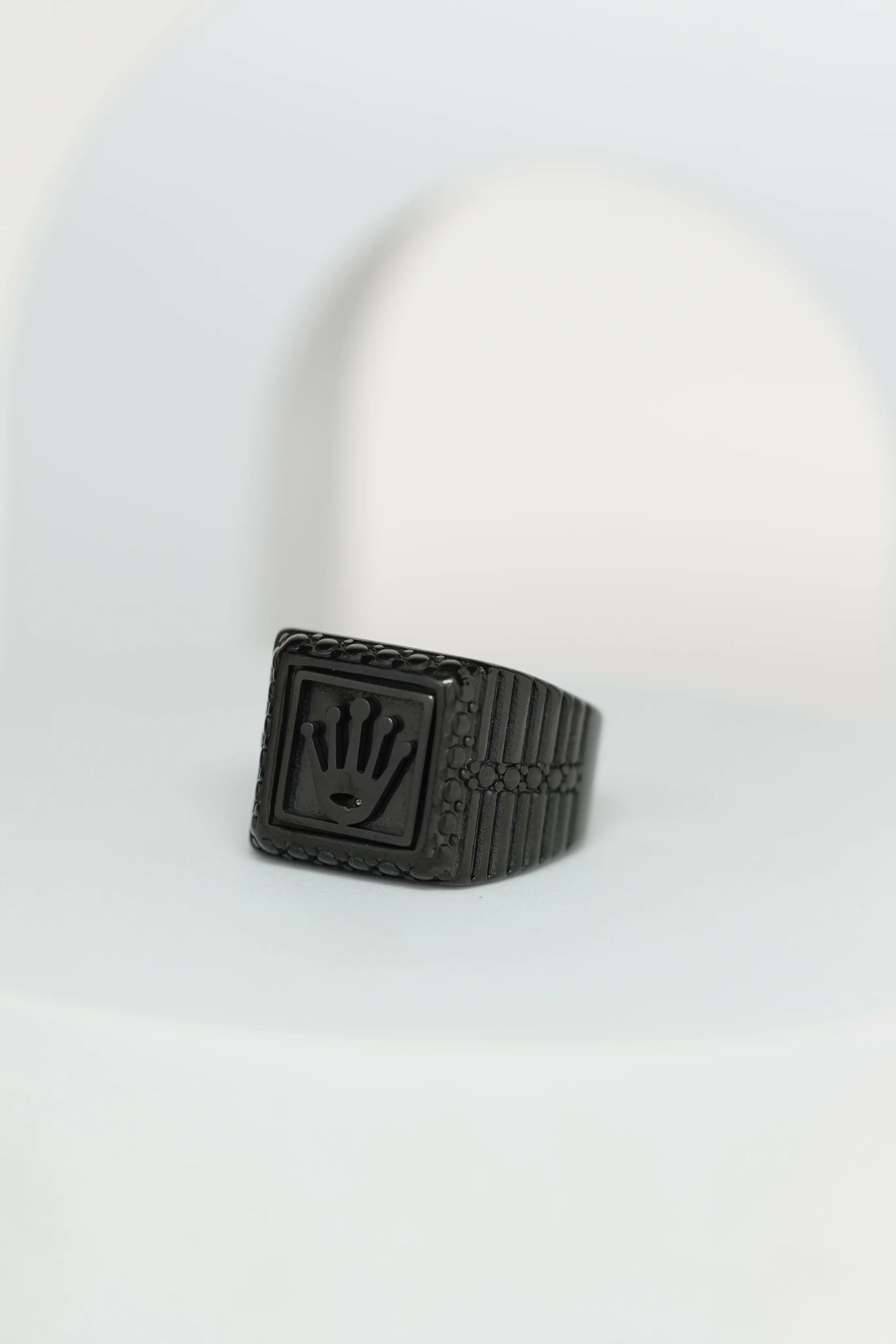 Matte Black & Golden Crown Stainless Steel Finger Ring For Men worldjewel.in men's ring