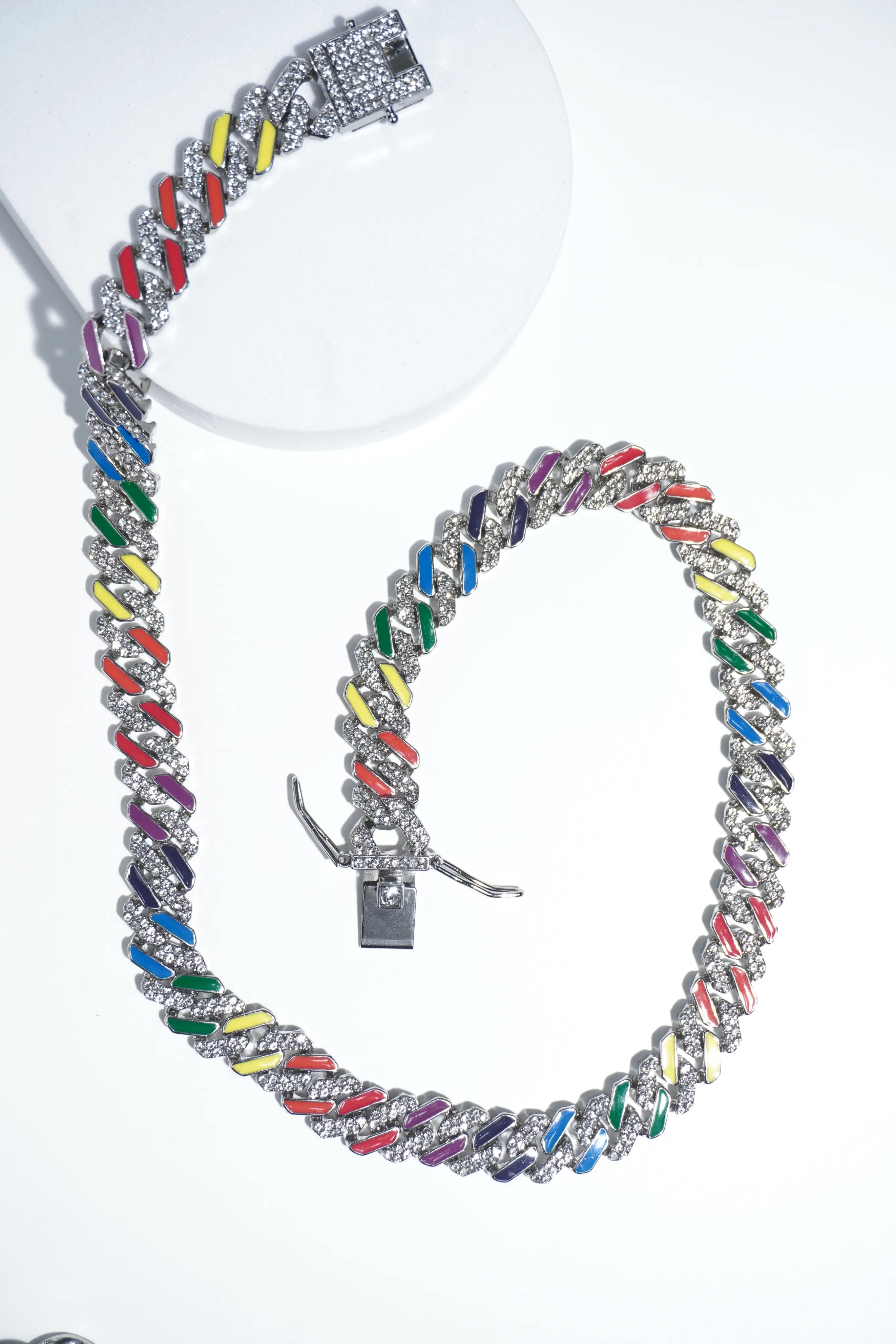 Multi-colour Diamond | Ice-chain | Unisex | Hiphop style. - worldjewel.in