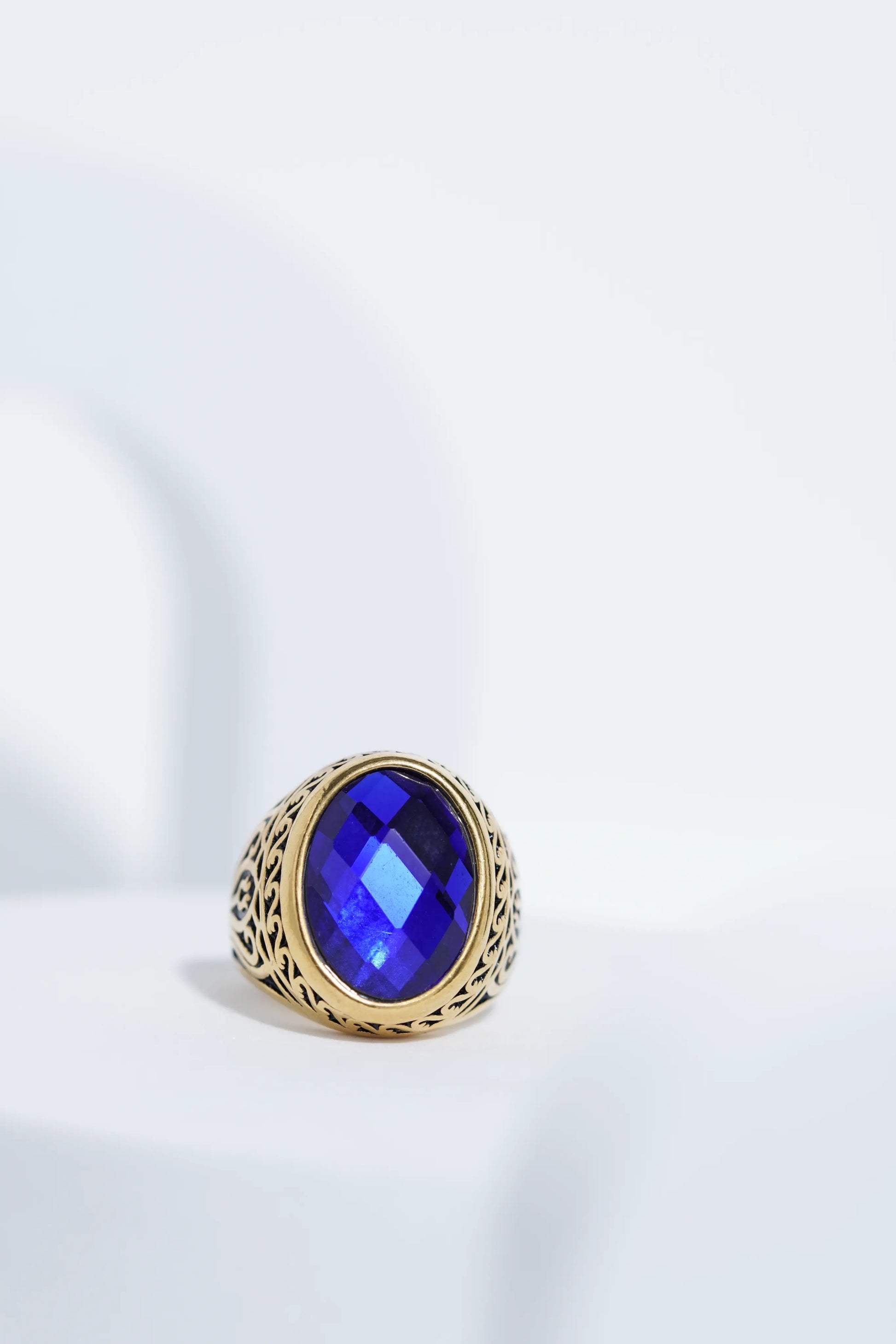 Oval Blue Stone Diamond Ring For Men worldjewel.in men's ring